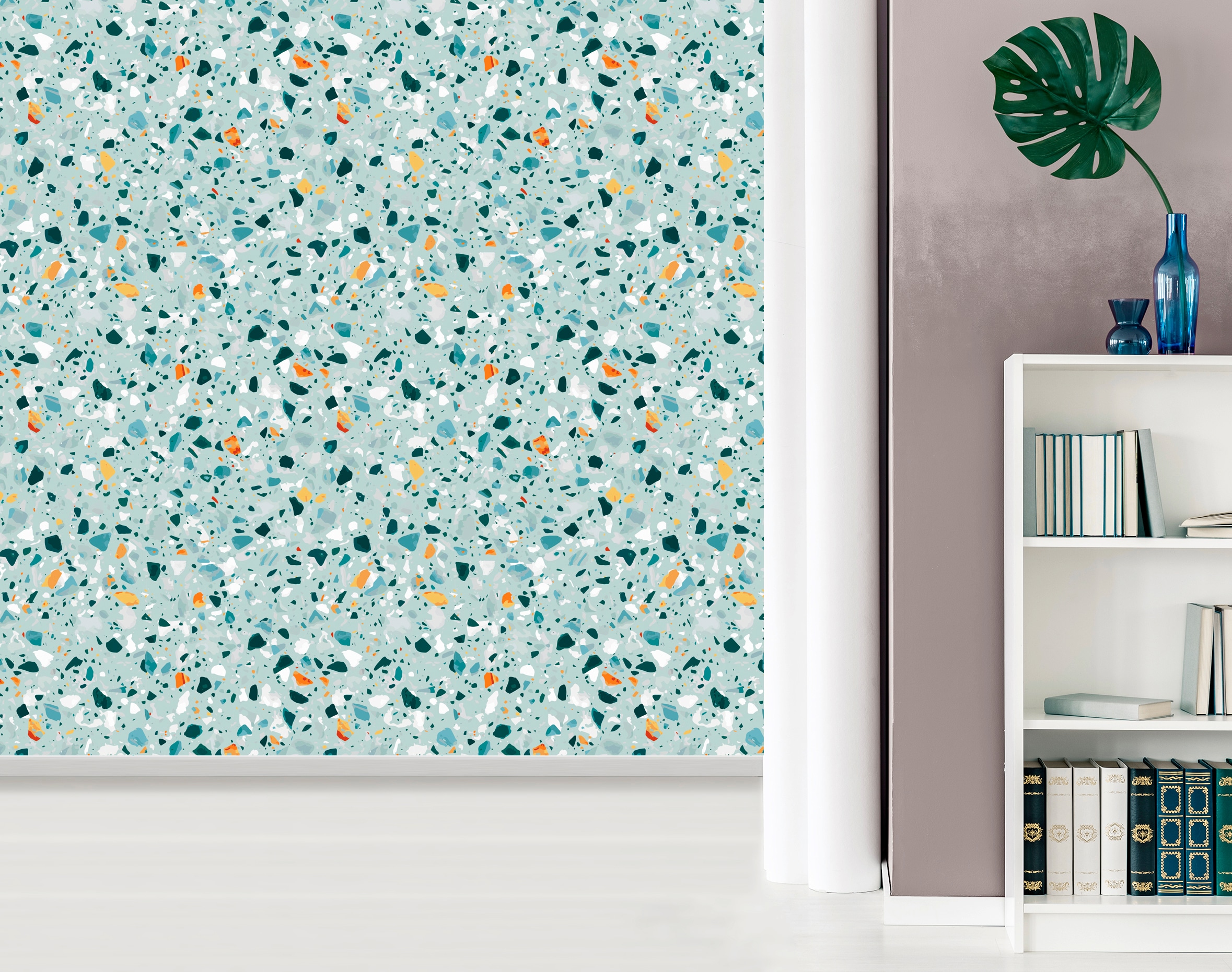 queence Vinyltapete »Eva«, bedruckt-clean-unifarben-minimalistisch-Abriebeffekte-Steinoptik, 90x250cm, selbstklebend, kinderleichte Anbringung, Sticker