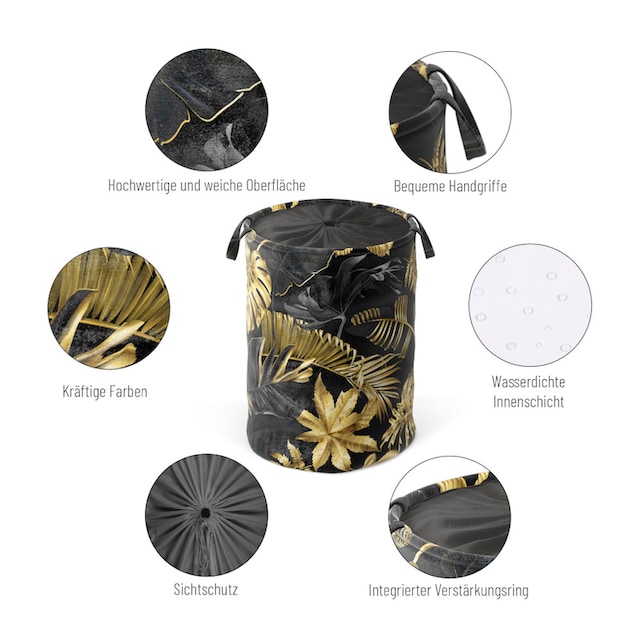 Sanilo Wäschekorb »Golden Leaves«, kräftige Farben, samtweiche Oberfläche,  mit Deckel online bei OTTO