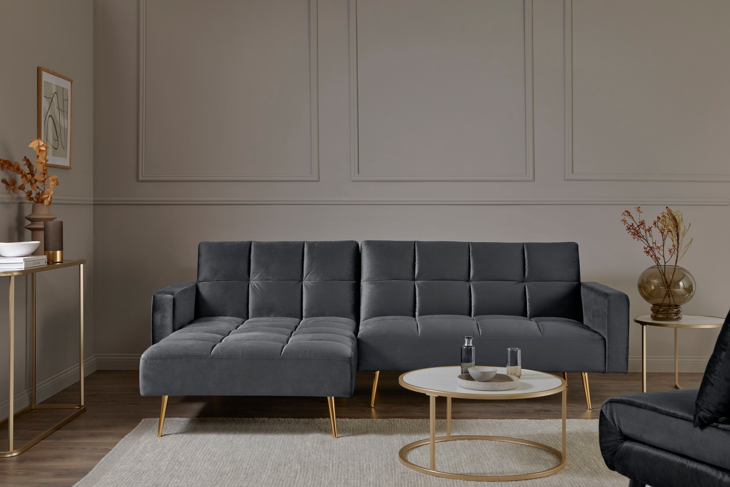 Jahnke Ecksofa »CHILLAX POSH CORNER« mit Schlaffunktion, wechselseitig montierbar, 244 x 150 cm