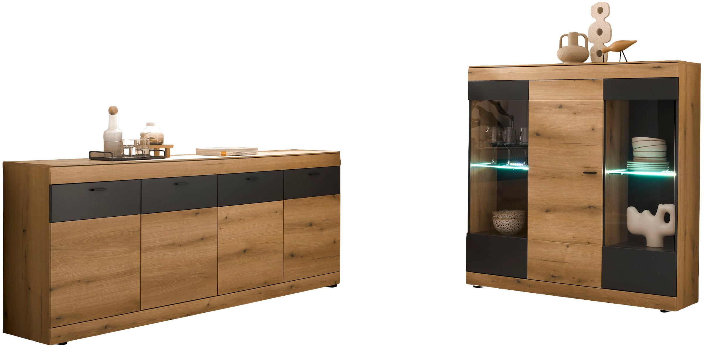 Home affaire Wohnwand »Soleto, zeitlose Anbauwand, Komplettset im modernen Stil« Komplett-Set, 2 Stk. tlg.