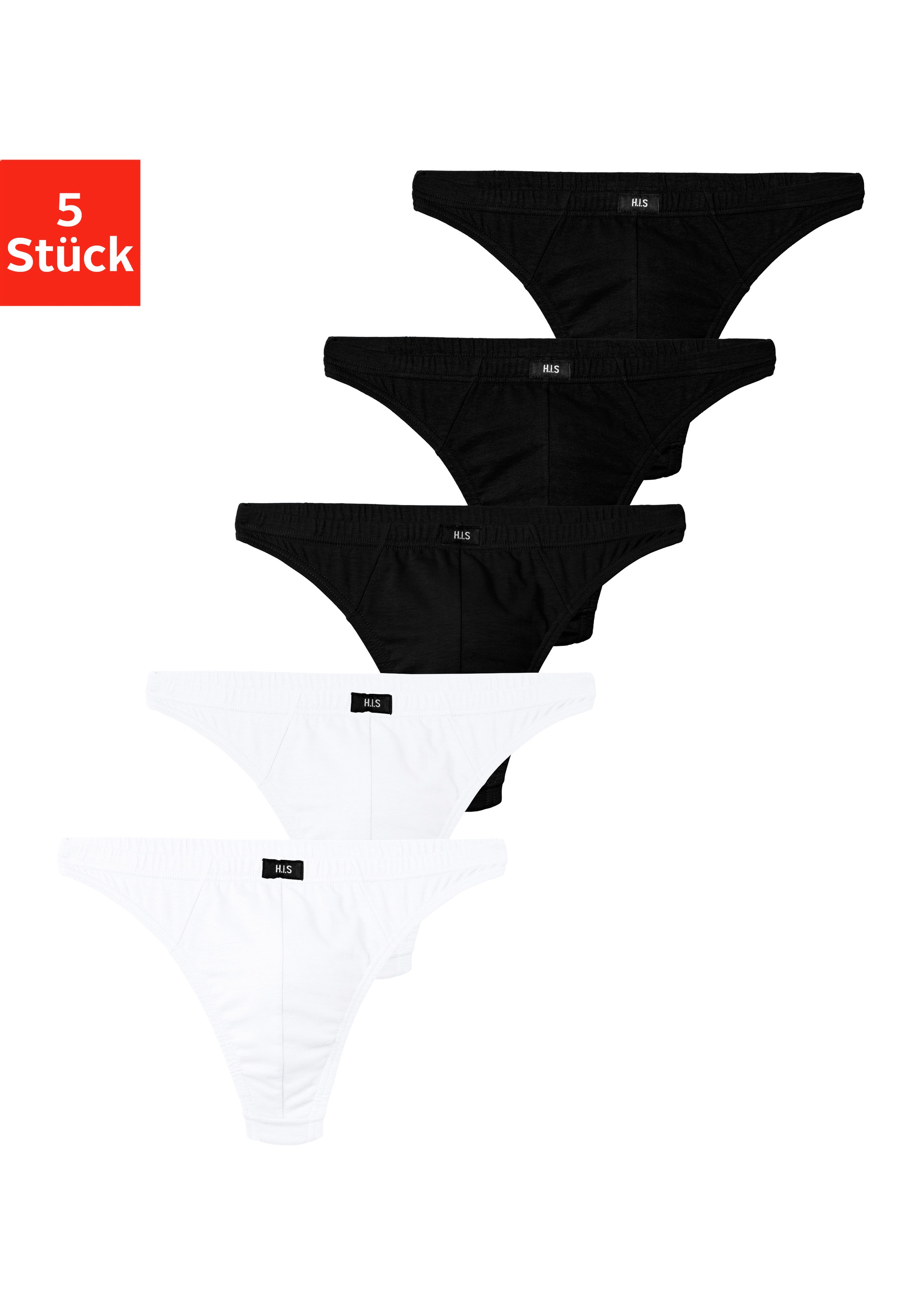 H.I.S Herren String »Herren Unterhose« Packung in schwarz-weiß, Größe 6L