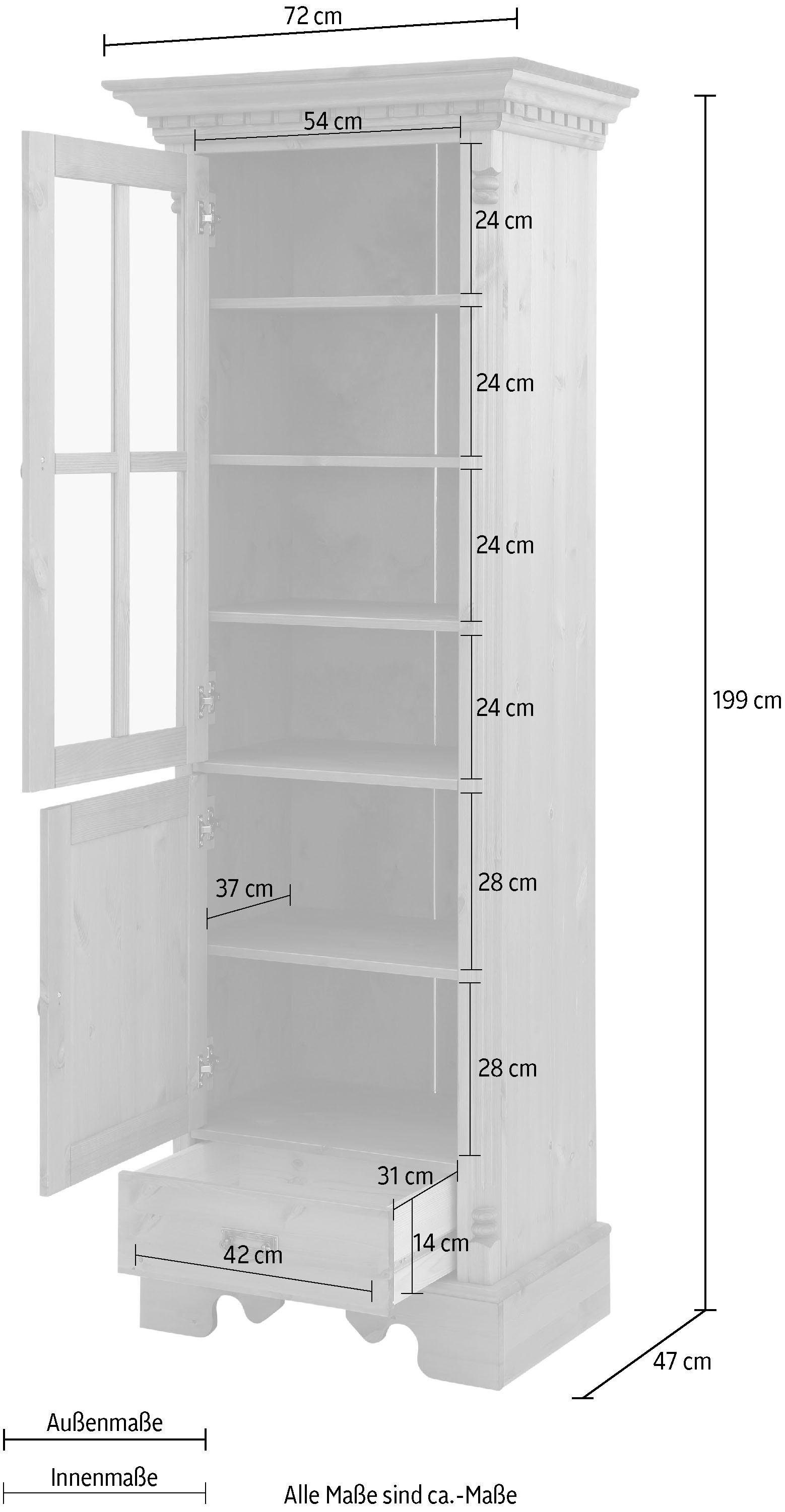 Home affaire Vitrine »Milan«, Höhe 199 cm, Massivholz, FSC®-zertifiziert