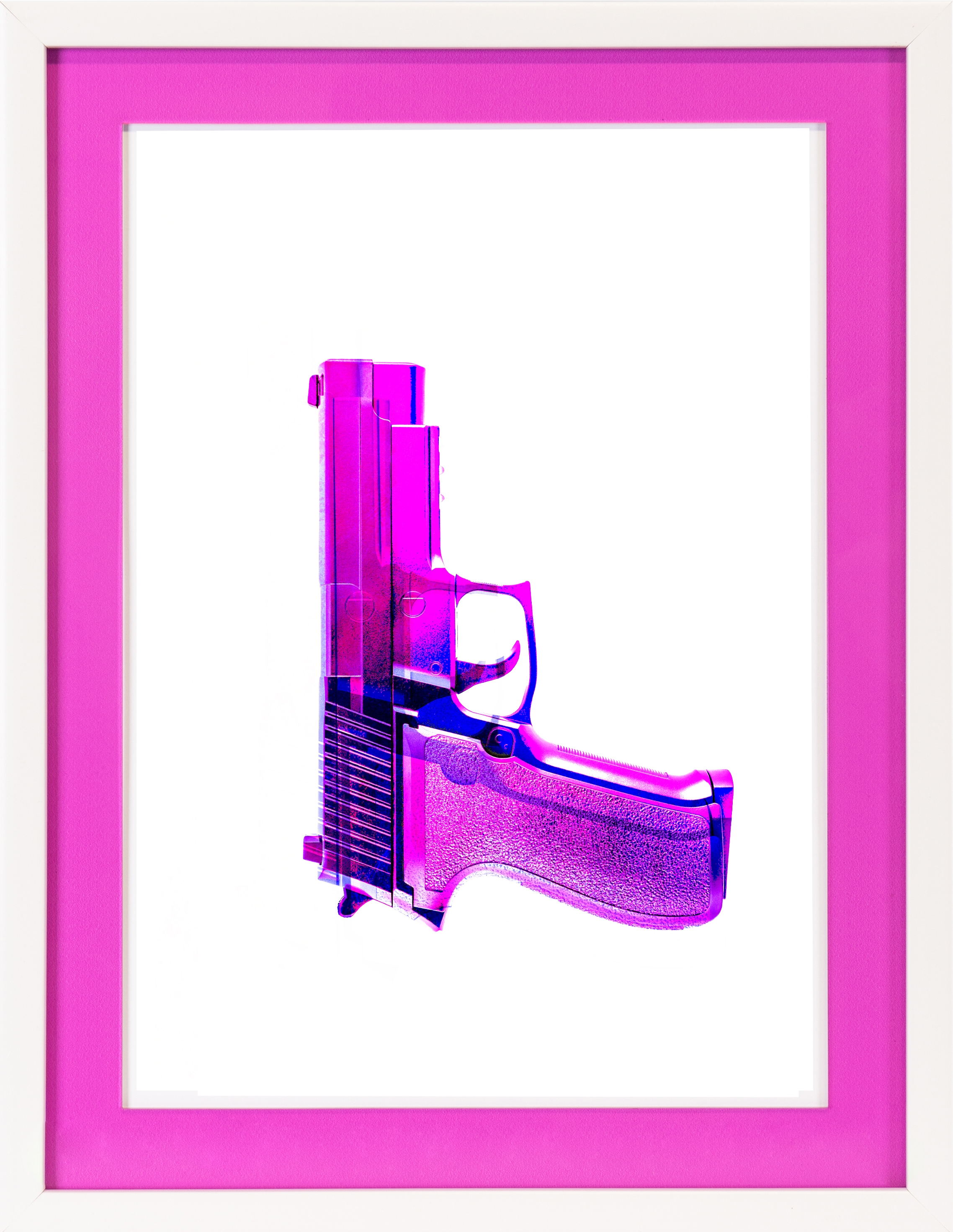 queence Bild mit Rahmen »Waffe, Pistole, pink«, Sport, (1 St.), Poster mit buntem Acrylglas Passepartout