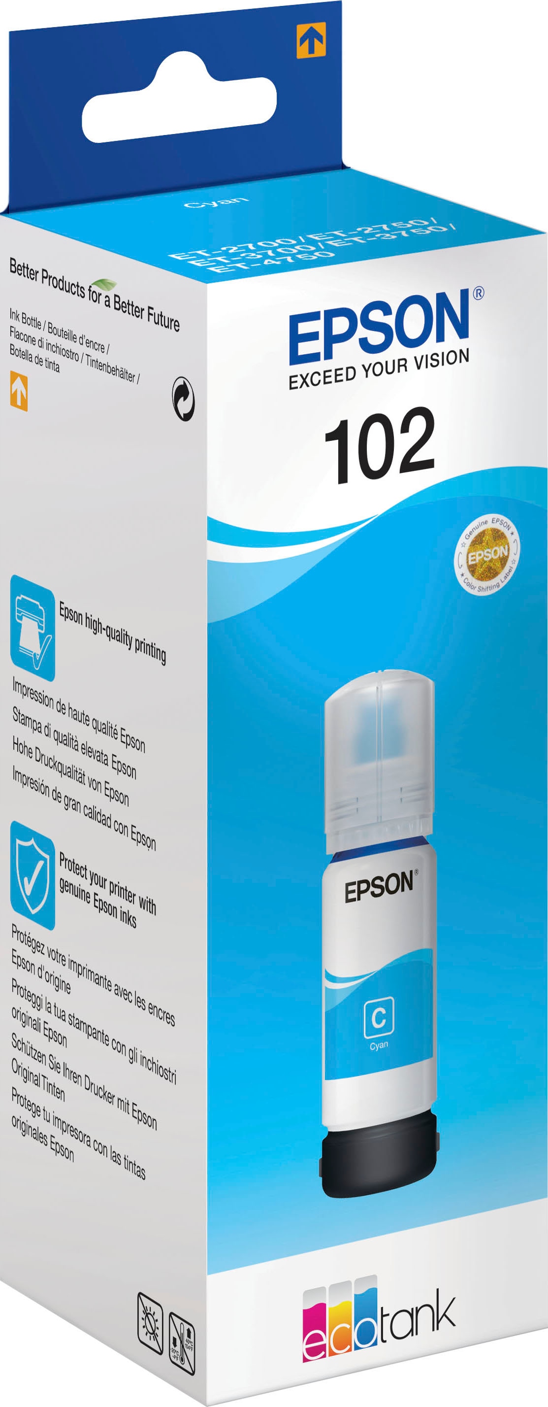 Epson Nachfülltinte »102 EcoTank«, für EPSON, original Druckerpatrone 102 cyan