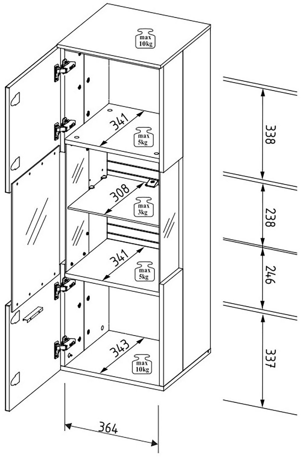 Innostyle Wohnwand »Ina Wohnwand,  340x185x44 cm (B/H/T)« 7 Stk. tlg.