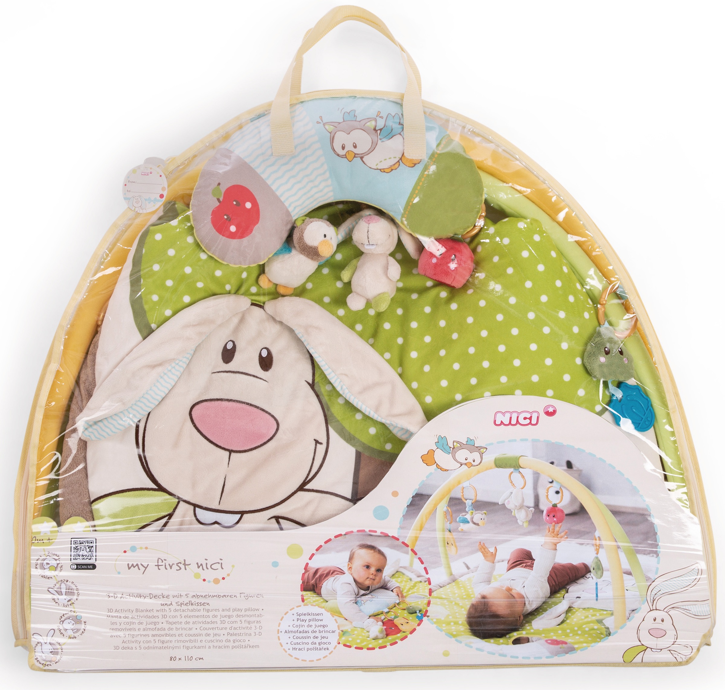 Nici Baby Gym »My First NICI Kollektion, 3-D Activity-Decke«, mit Spielkissen Hase und Eule