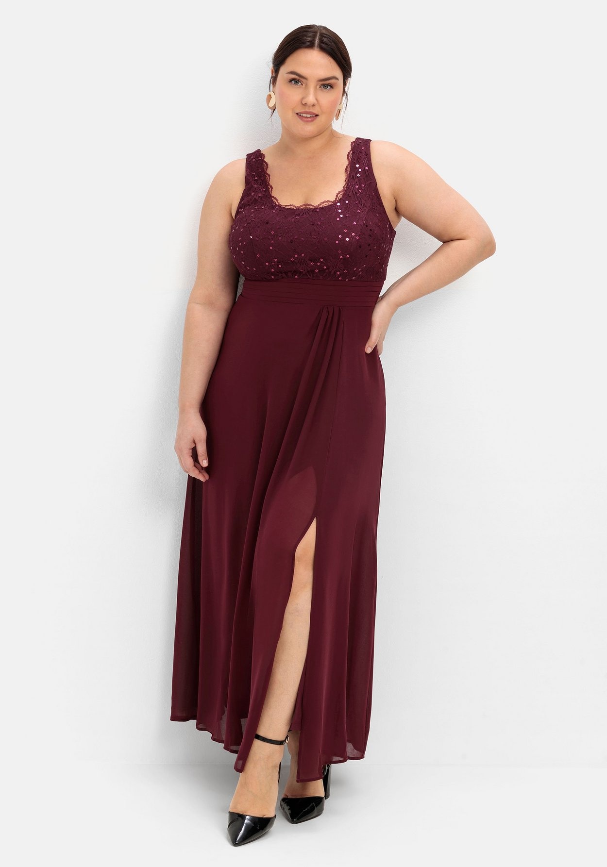 Sheego Abendkleid »Kleid mit floraler Spitze«, mit floraler Spitze