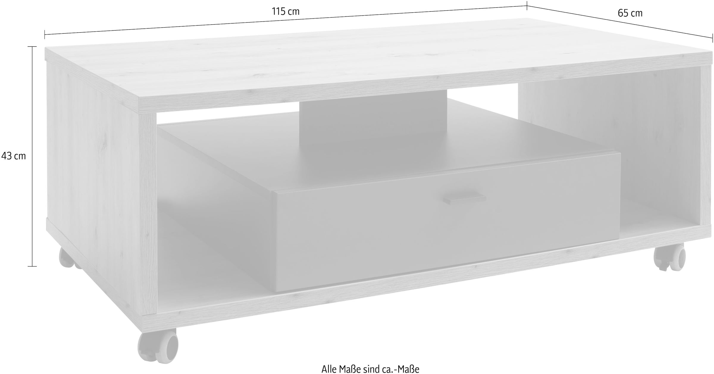MCA furniture Couchtisch Tisch »Lizzano«, online Landhausstil, breit 115 Wohnzimmertisch bis 50 Kg kaufen belastbar, cm