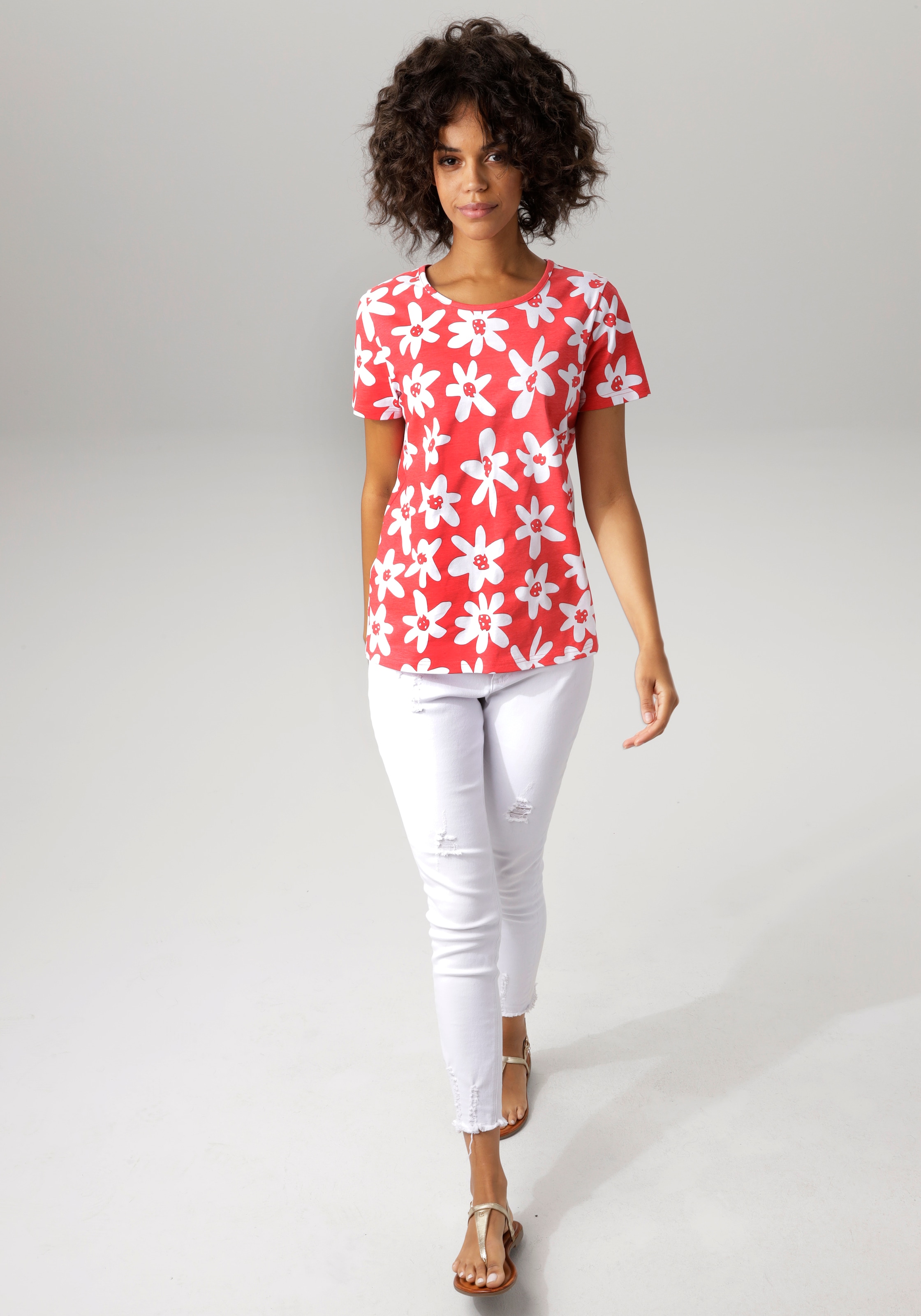 Aniston CASUAL T-Shirt, allover mit bunten Blüten bedruckt