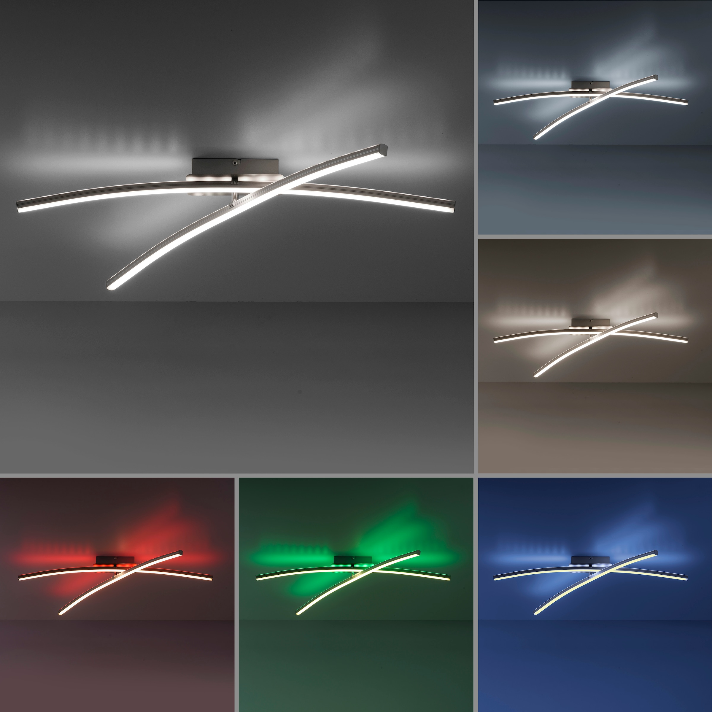 JUST LIGHT Deckenleuchte »ALINA«, 4 flammig, Leuchtmittel LED-Board-LED-Board | LED fest integriert, LED, CCT - über Fernbedienung, RGB, dimmbar über Fernbedienung