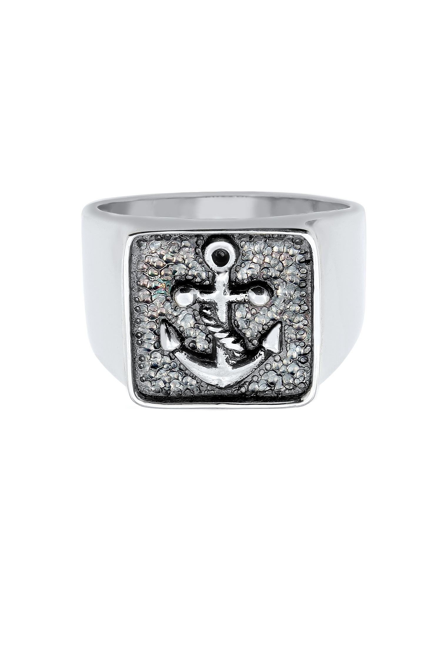 Kuzzoi Siegelring »Ring Herren Siegelring Anker Symbol Oxidiert 925 Silber«