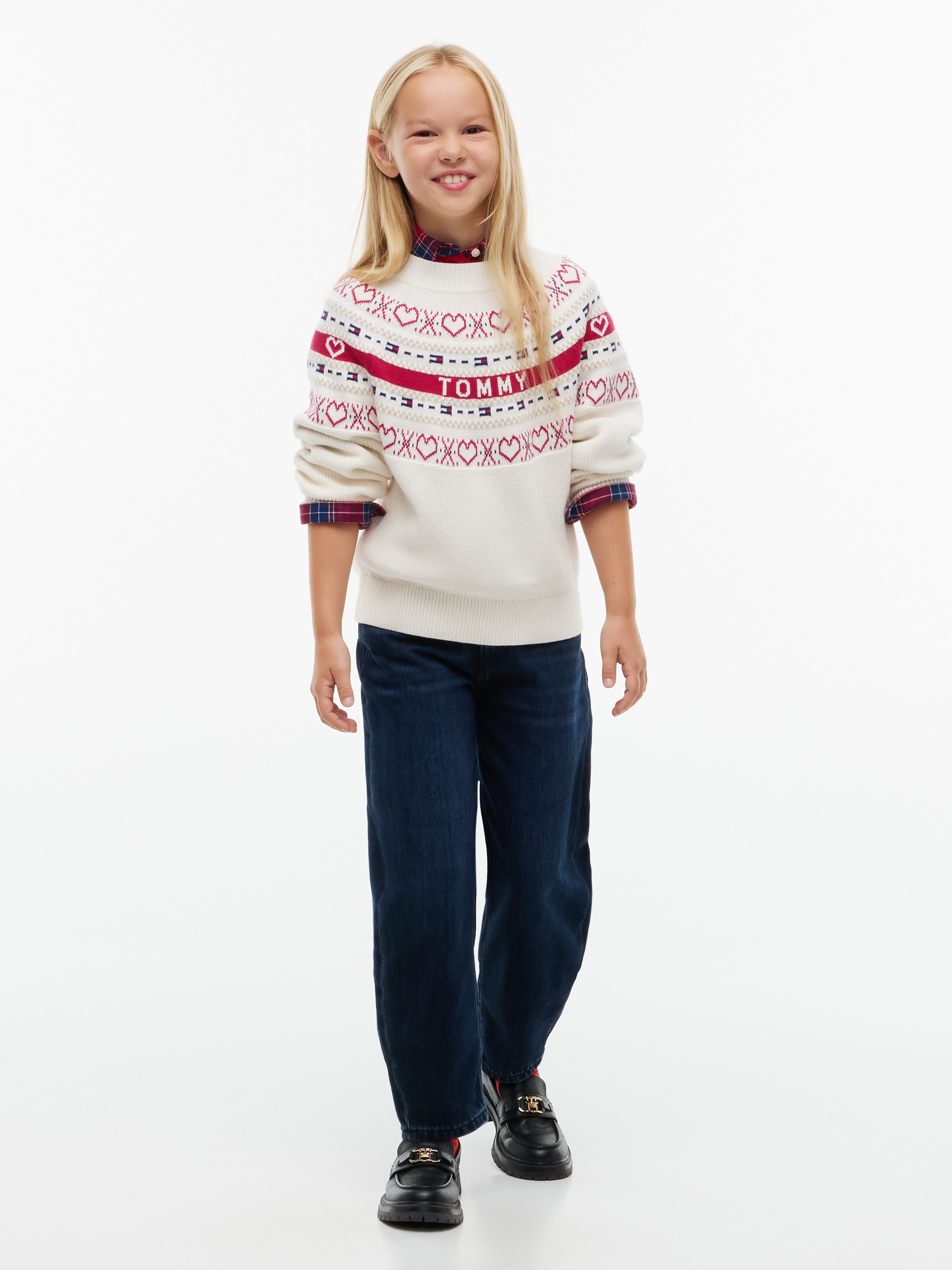Tommy Hilfiger Strickpullover Intarsien-Strick, Regular Fit, Kinder bis 16 Jahre