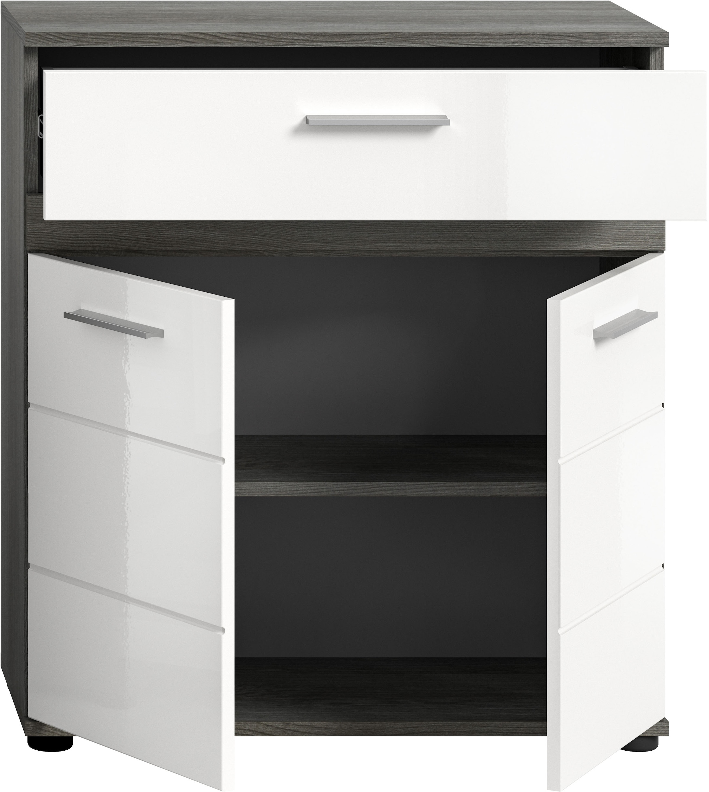 welltime Midischrank »LUCCA, TOPSELLER!, Höhe 79 cm, 2 Türen, 1 Schubkasten, 1 Einlegeboden«, Badschrank, Bad-Möbel, Badezimmer