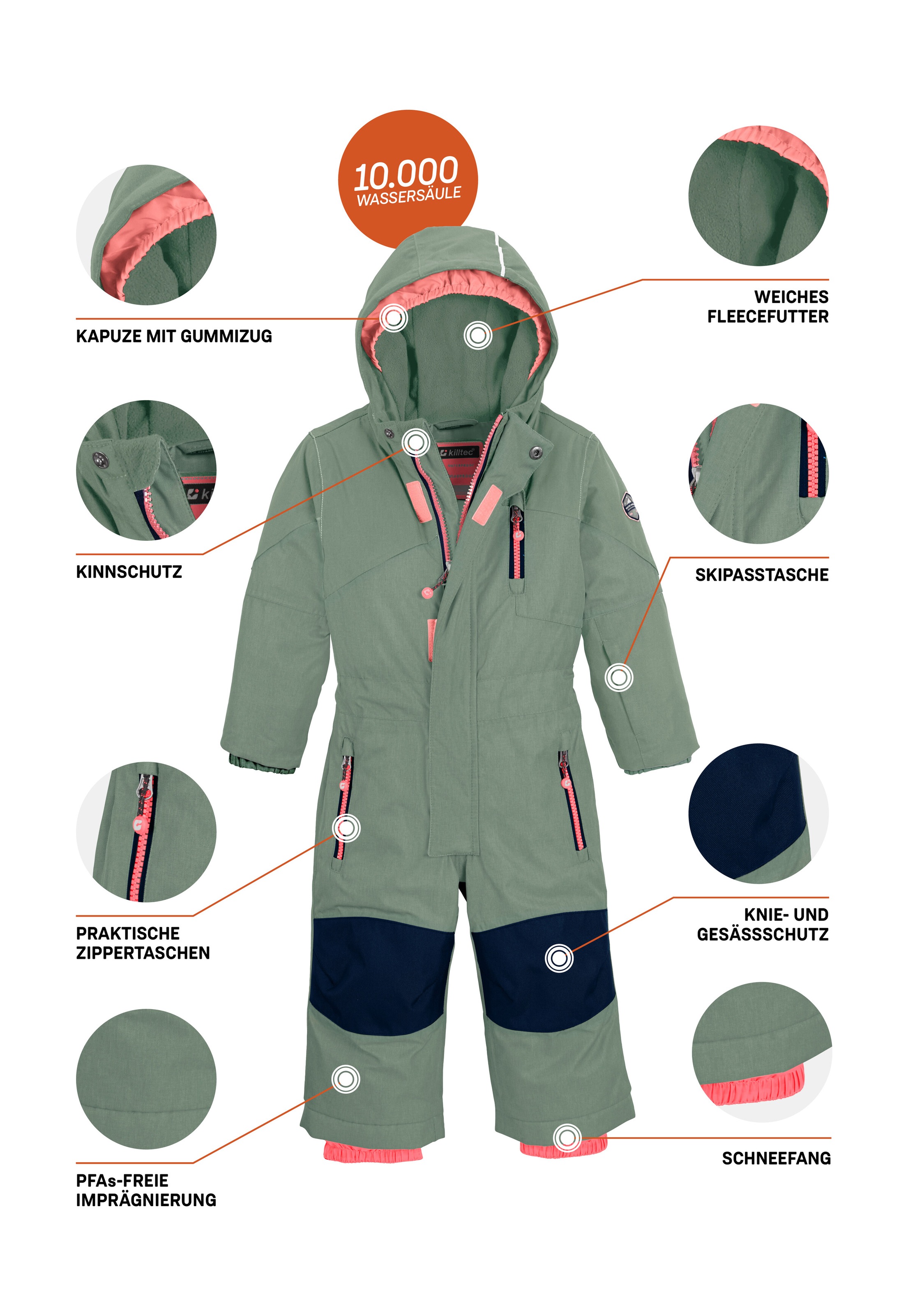 Killtec Skianzug »Kesley Mini«, Skioverall, wind-u wasserdicht, Fleece Innen