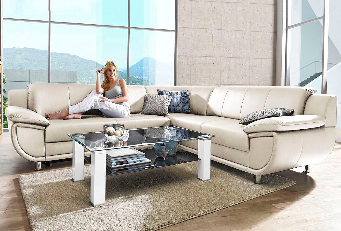 Trendmanufaktur Ecksofa »Rondo wahlweise mit Schlaffunktion in weiß, Größe B/H/T: 267 cm x 85 cm x 247 cm