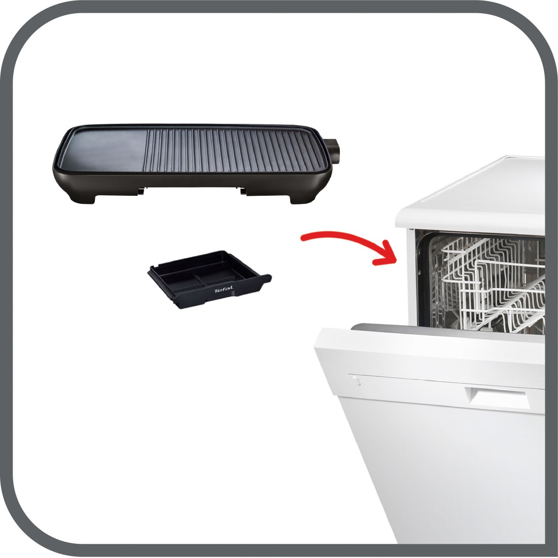 Tefal Tischgrill »Malaga, spülmaschinengeeignete Platte und Saftauffangbehälter«, 2000 W, Thermosignal-Wärmeanzeige, TG3918
