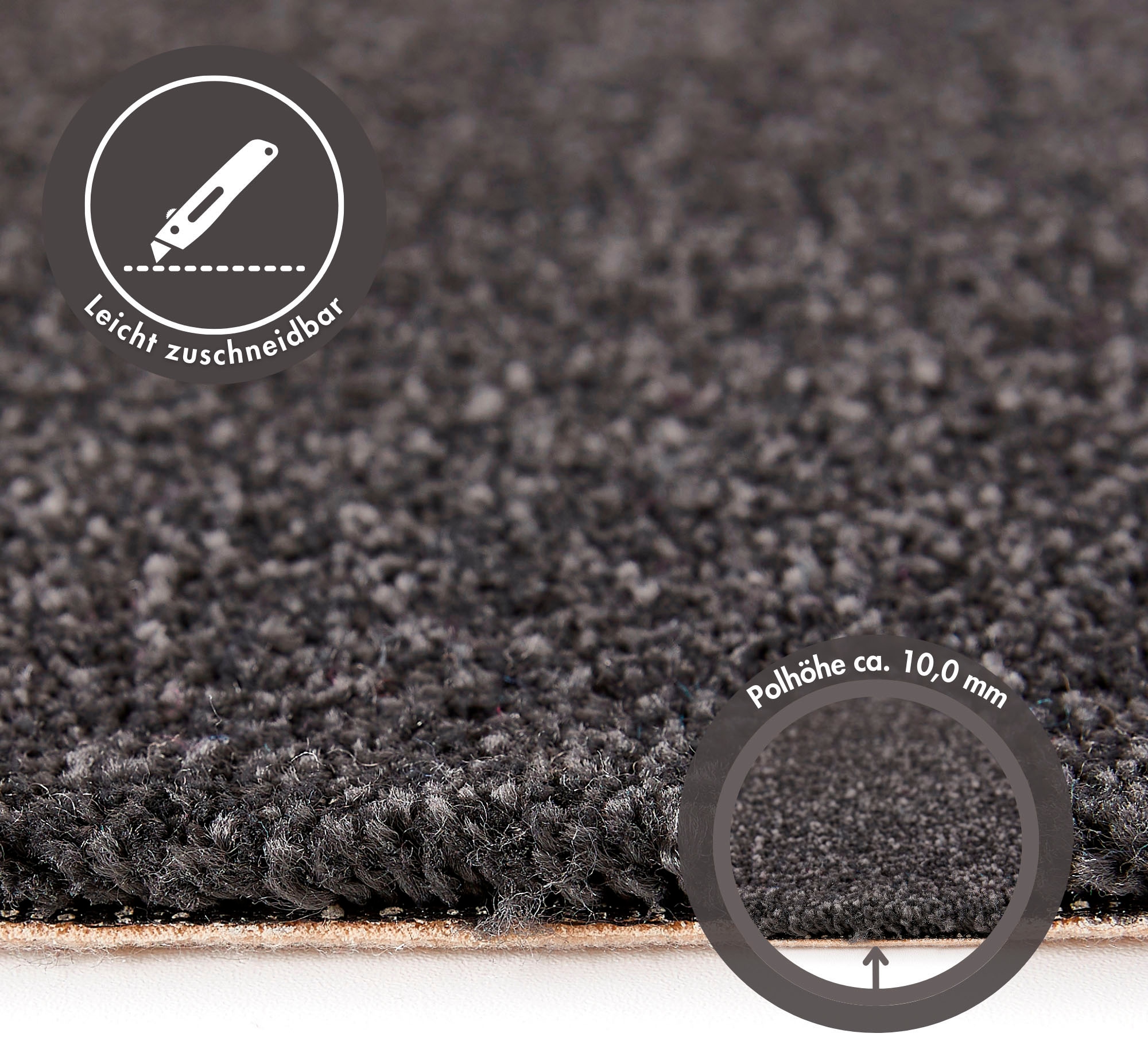 Andiamo Teppichboden »Sophie, Frisee-Velours, Made in Netherlands«, rechteckig, 12 mm Höhe, Uni Farben, Breite 400 cm oder 500 cm, strapazierfähig & pflegeleicht