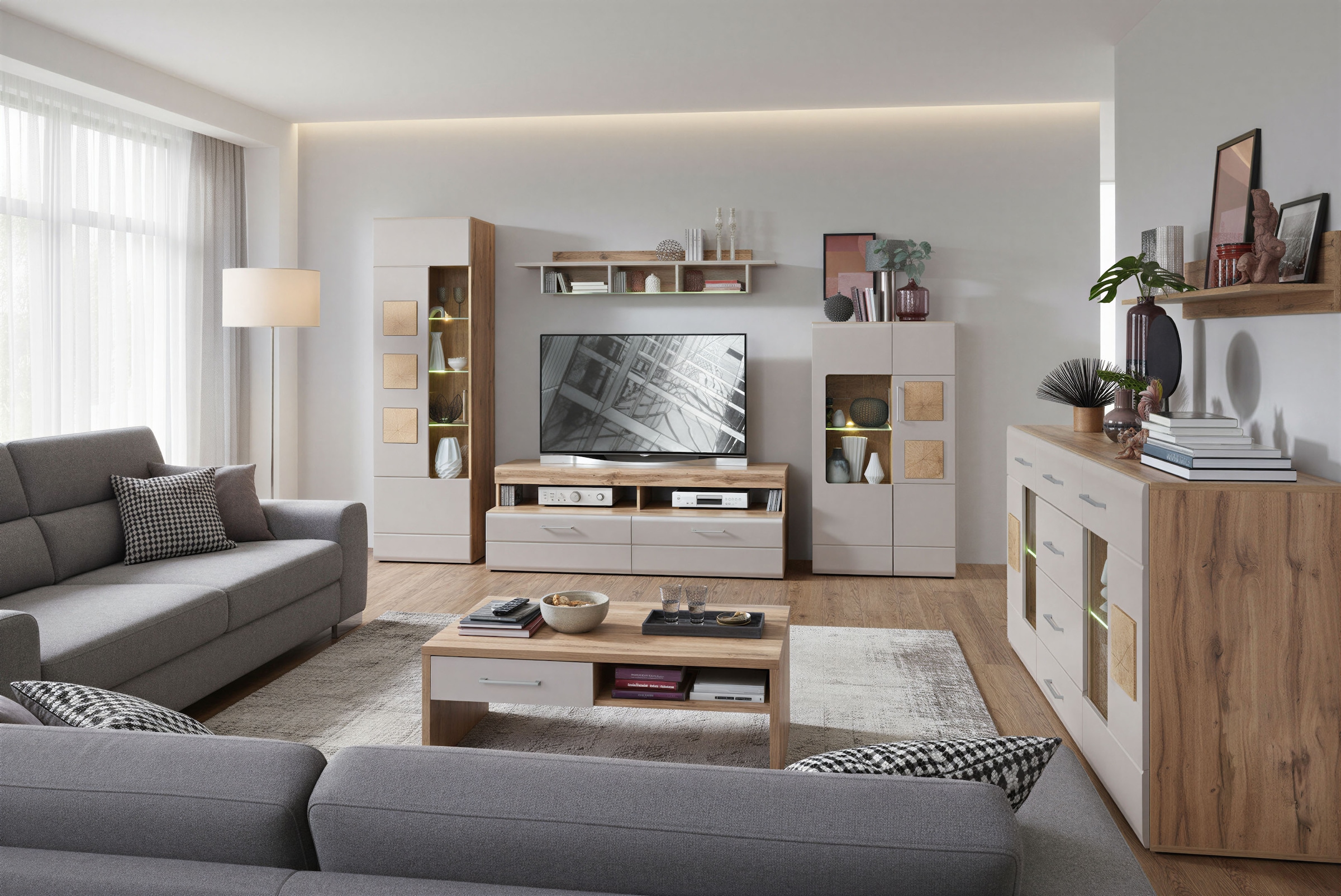 Innostyle Wohnwand »Wohnwand SINFONIE, 340/209/52 cm BxHxT« 4 Stk. tlg.