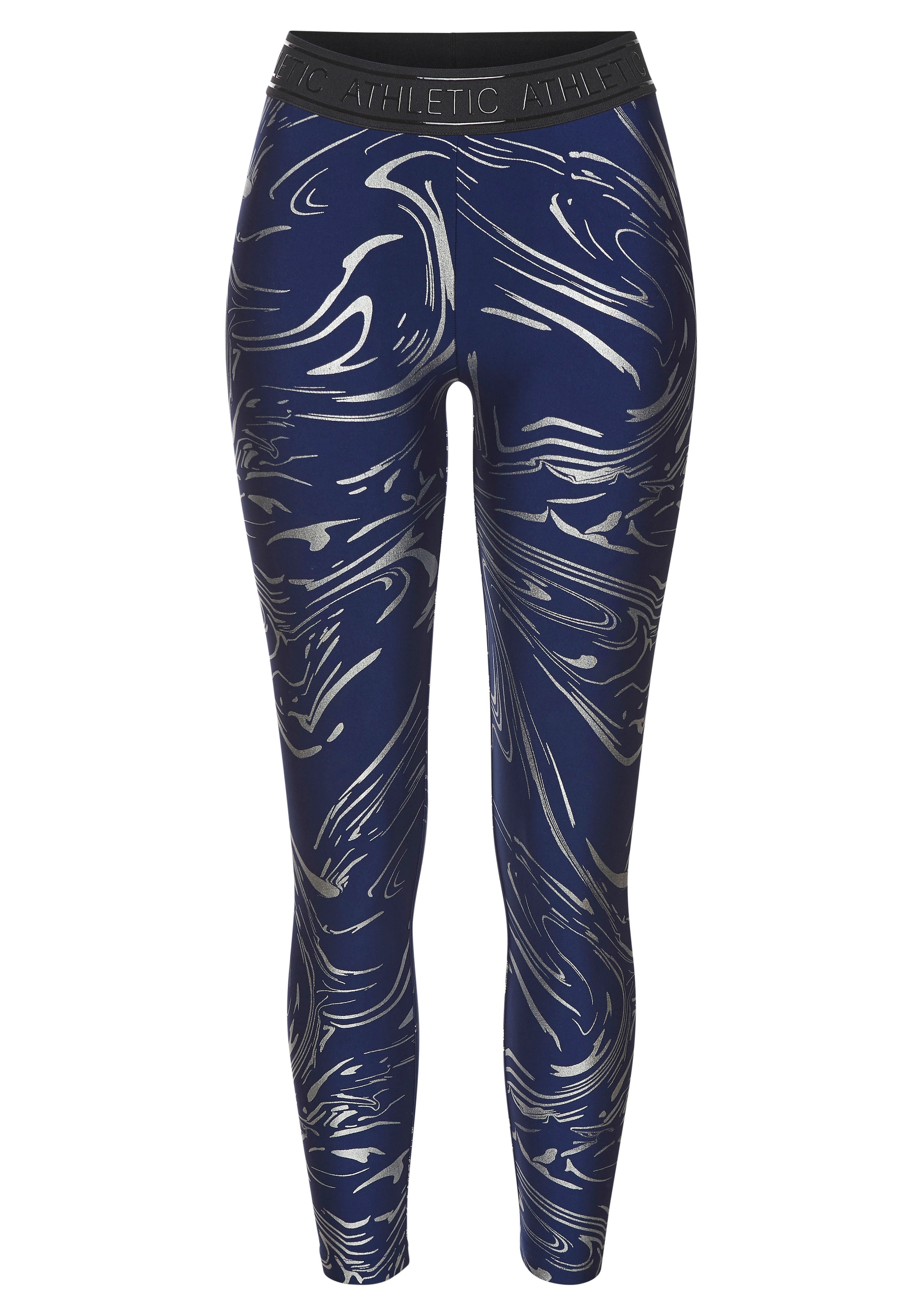 LASCANA ACTIVE Funktionsleggings, Sportleggings mit glänzendem Print und 3D Schriftzug