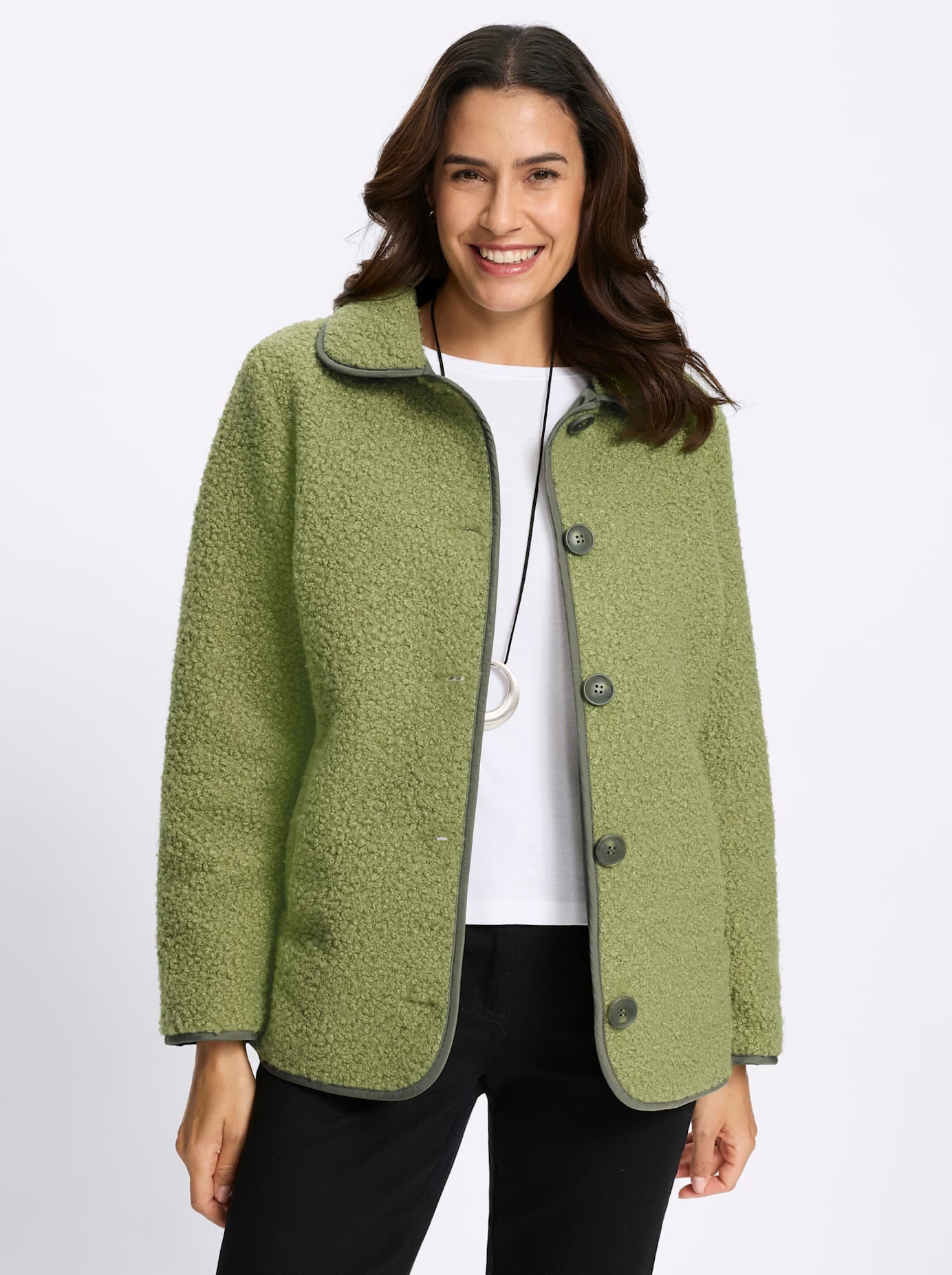 Inspirationen Bouclèjacke ohne Kapuze