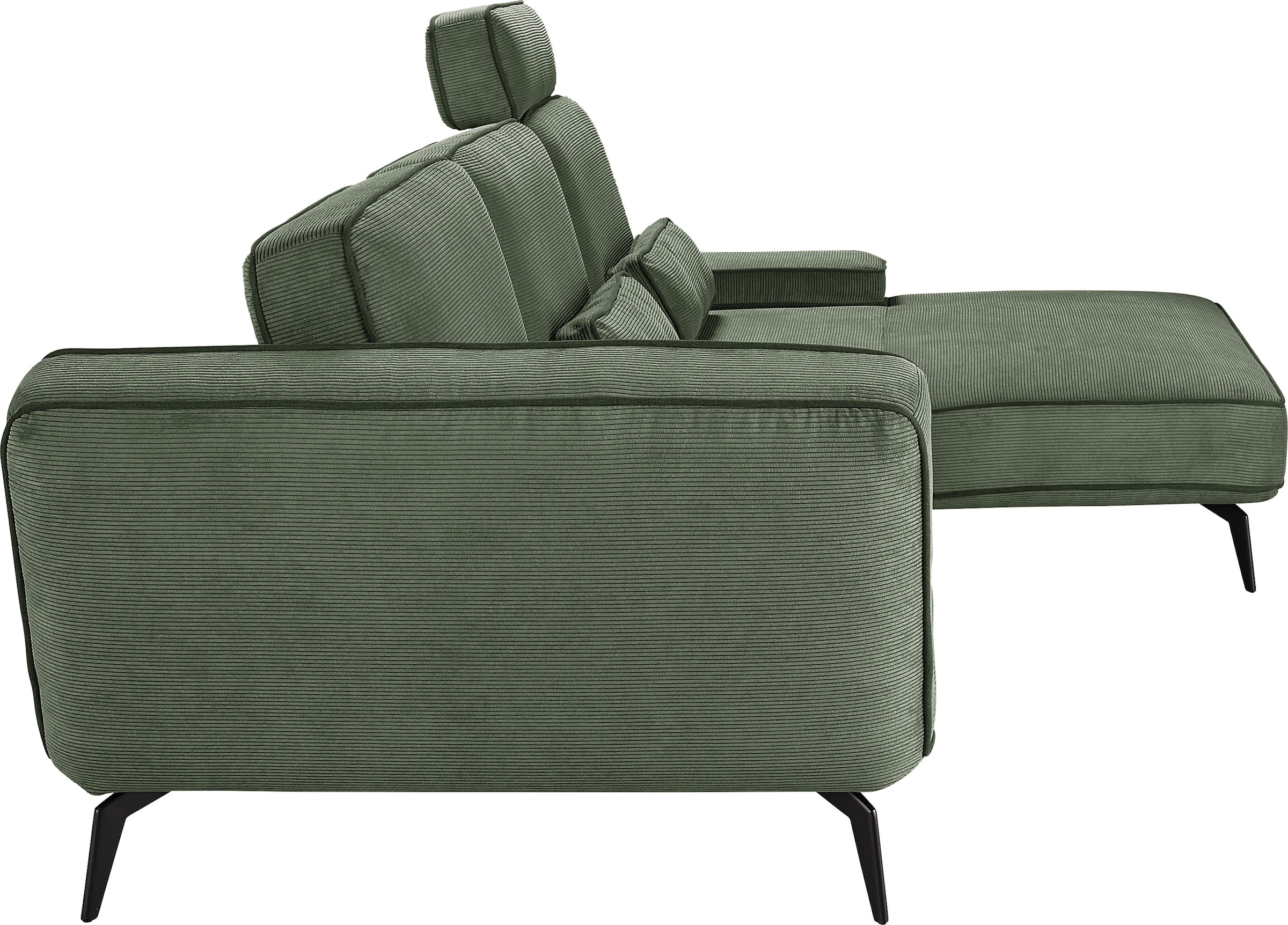 set one by Musterring Ecksofa »SO 4500, Füße schwarz matt, inkl Schwenkrückenfunktion, Cord, L-Form«, wahlweise mit Kopfstütze/Armteilverstellung/Rückenneigung