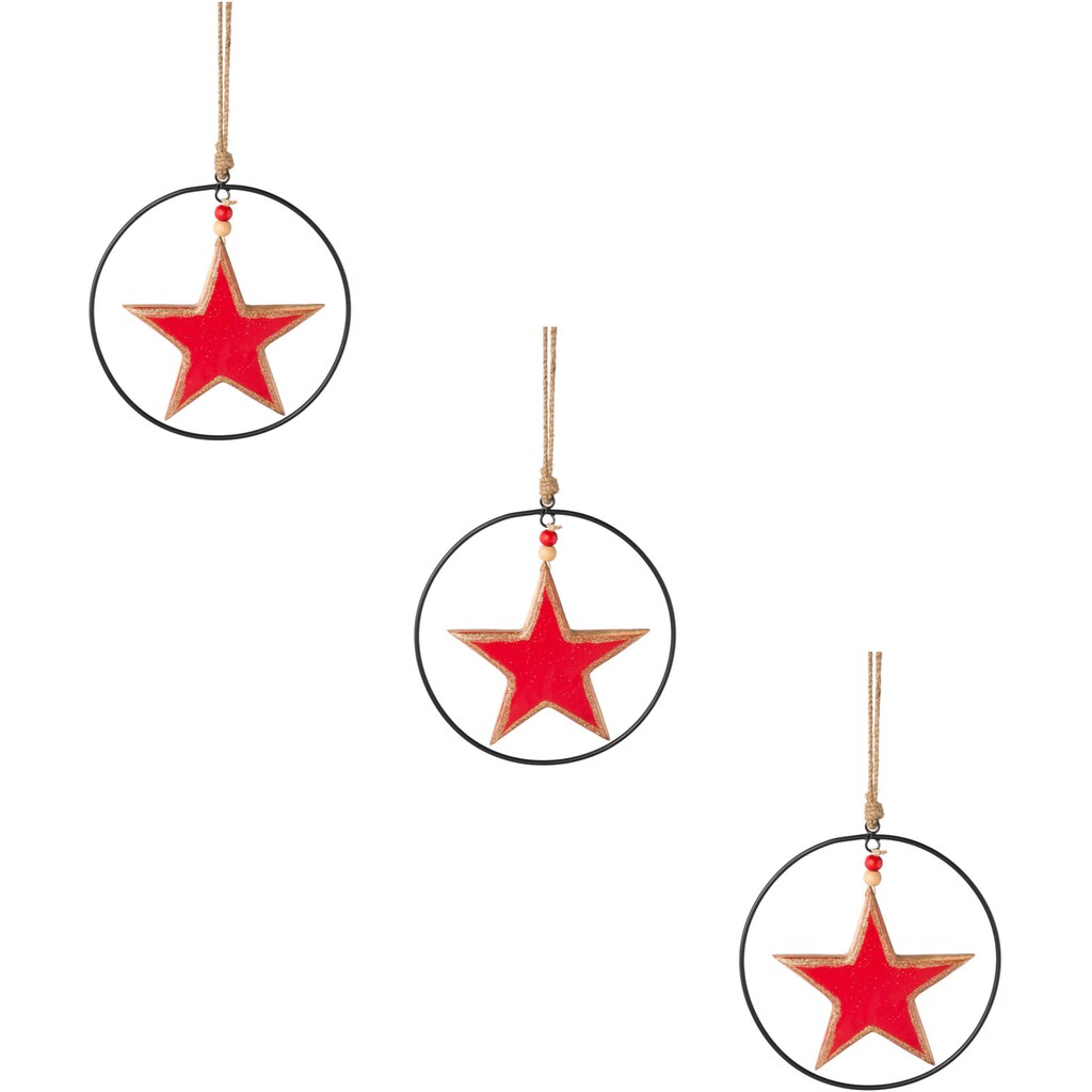 Creativ deco Dekostern »Weihnachtsstern, Weihnachtsdeko rot«, (3 St.)