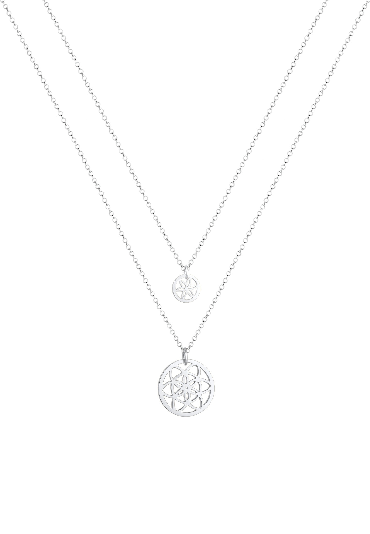 Elli Ketten-Set »Halskette Blume des Lebens Mutter Tochter 2er Set Silber«