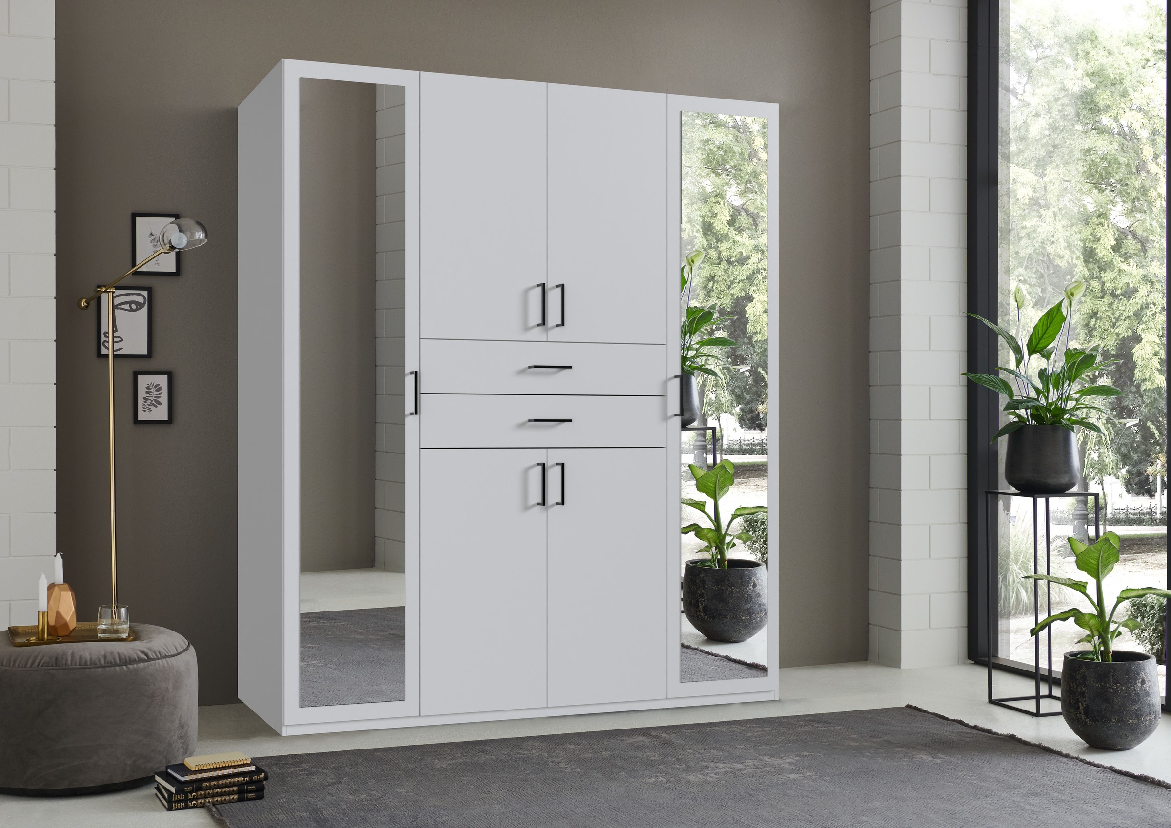 Wimex Kleiderschrank »Diver Drehtürenschrank mit Spiegel, 180, 225 o. 270cm breit«, Bestseller Schlafzimmerschrank wahlweise 3 Innenausstattungen