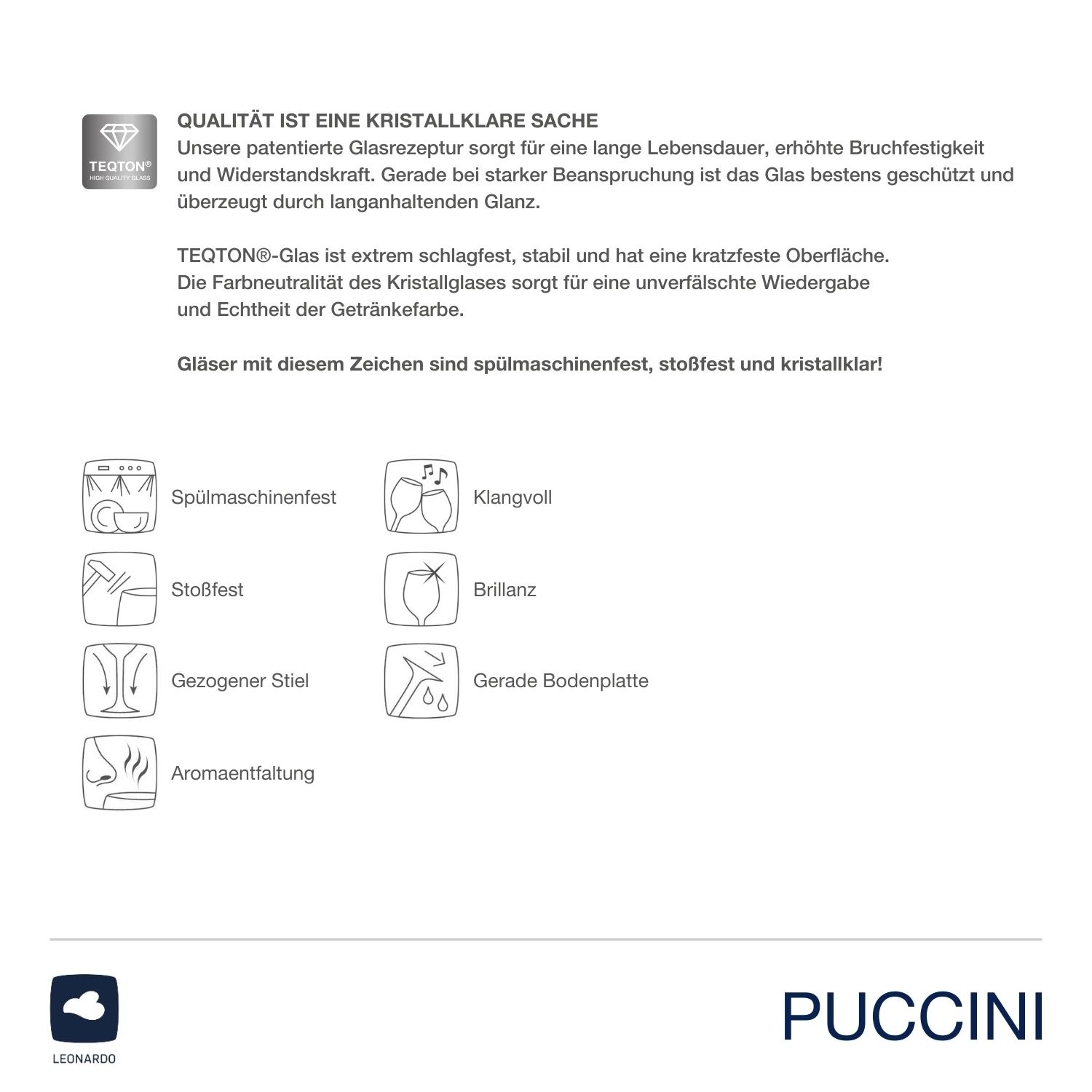 LEONARDO Weißweinglas »Gläser-Set PUCCINI + Poliertuch, 7-teilig« 6 Weisswein Gläser, 560 ml, mit Poliertuch