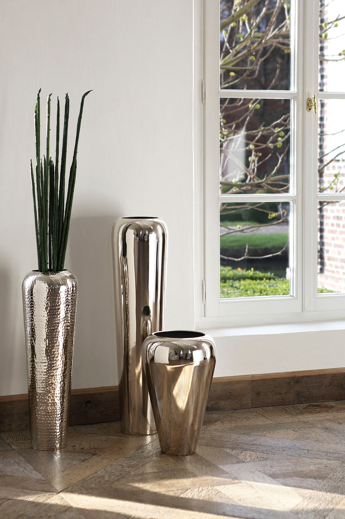 Fink Dekovase »TUTZI« Vase aus Metall, vernickelt, Bodenvase