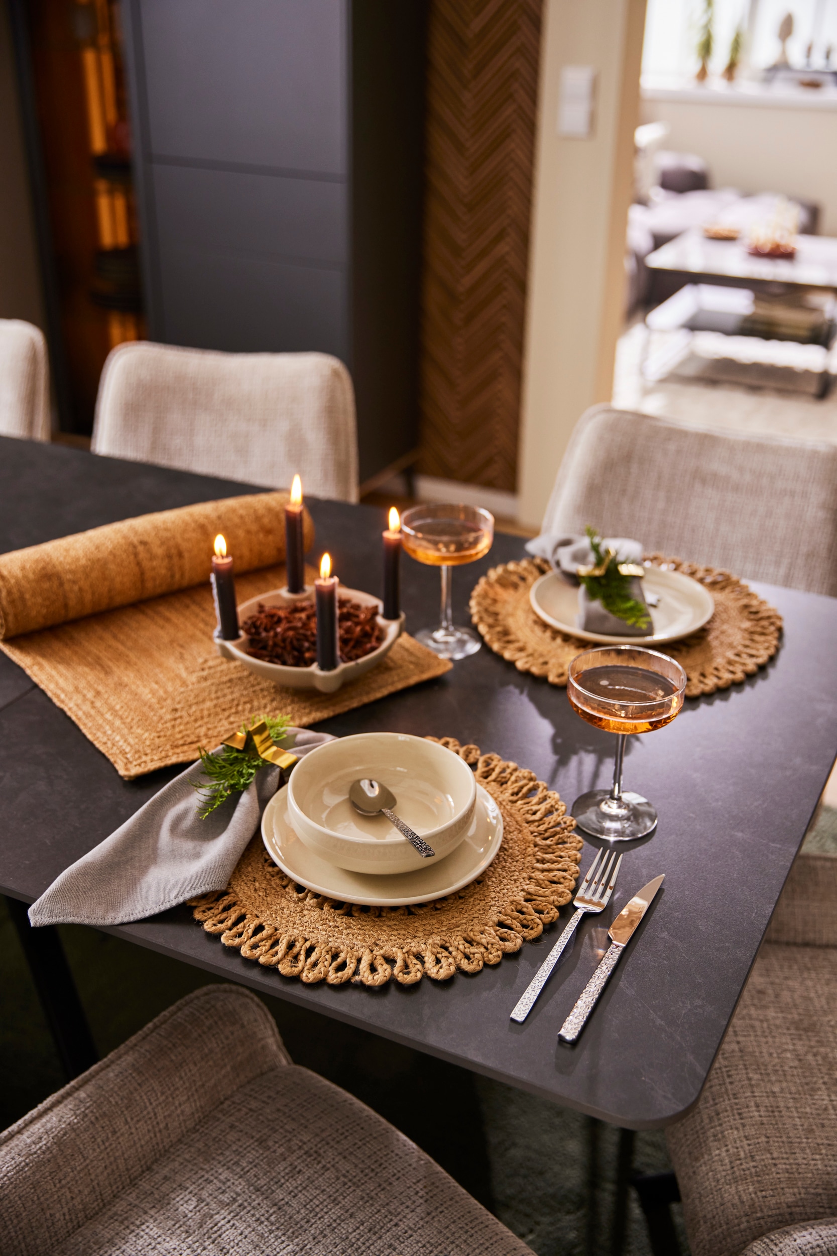 my home Platzset »Aimka«, (Set, 2 St., 2 Stück), Handgefertigt, 35x35, rund