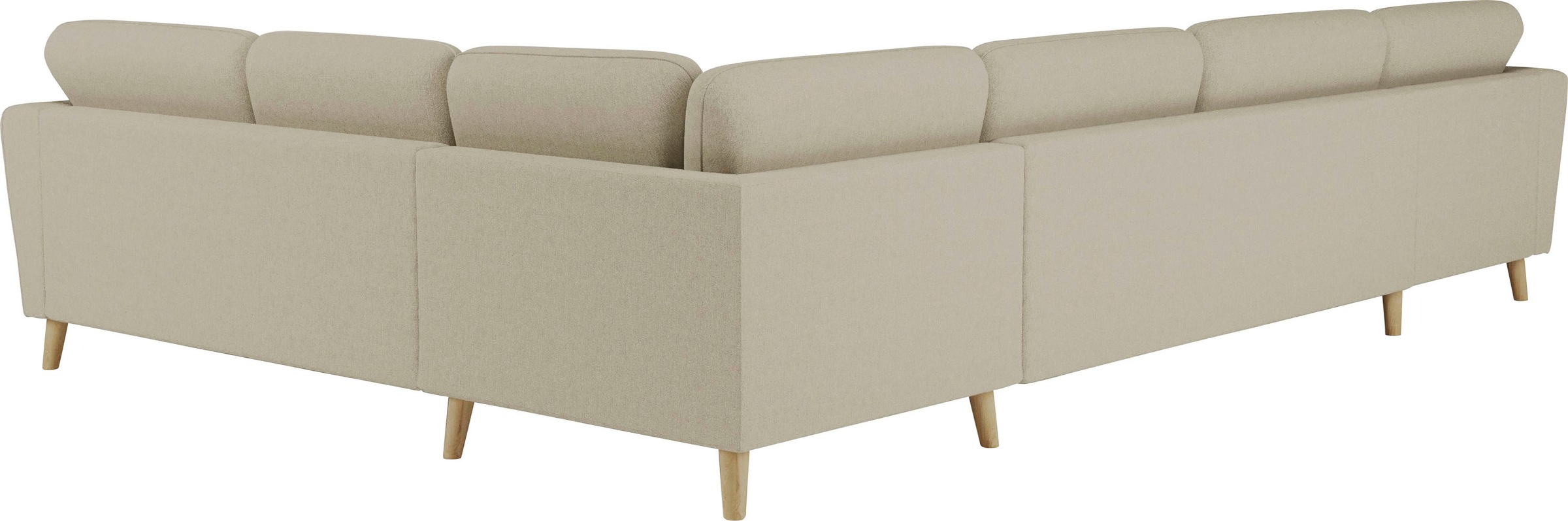 Home affaire Wohnlandschaft »MARSEILLE XXL 349cm, U-Form, Ottomane rechts/links wählbar«, Massivholzbeine Eiche, Landhausstil, Wellenunterfederung