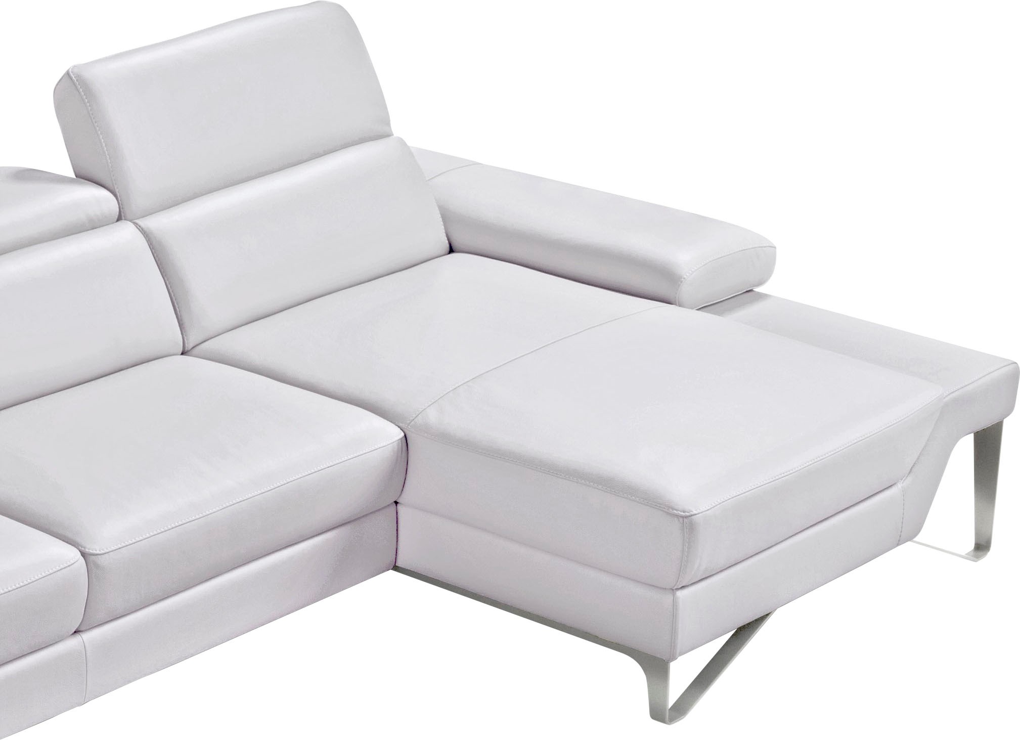 Egoitaliano Ecksofa »Princess, elegantes Designsofa mit erstklassigem Sitzkomfort, L-Form«, mit Recamiere, inkl. Kopfteilverstellung, edle Designmetallfüße