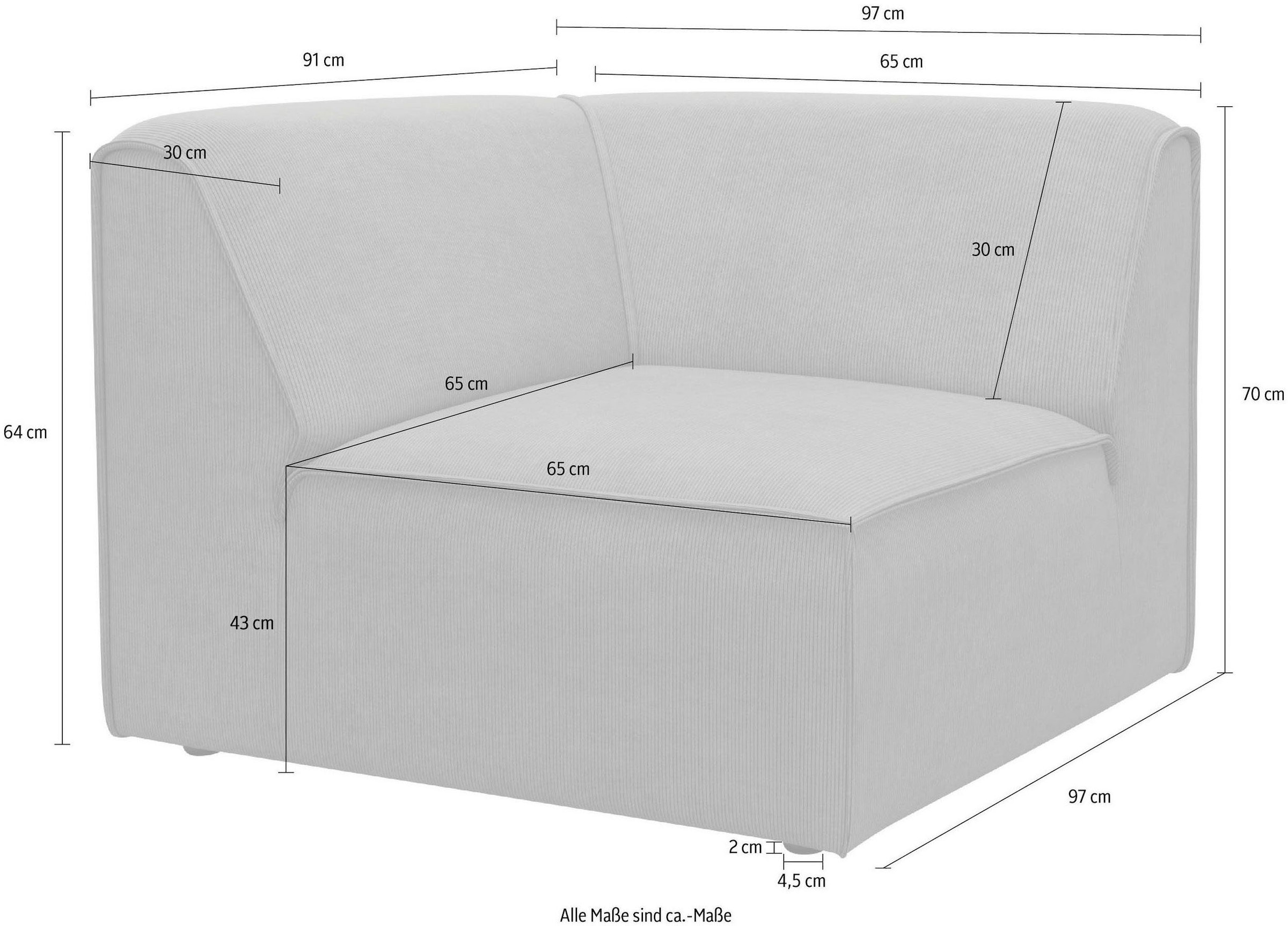 RAUM.ID Sofa-Eckelement »Merid, Sofaelement, Maße B/T/H: 97/97/46 cm« als Modul oder separat verwendbar, für individuelle Zusammenstellung