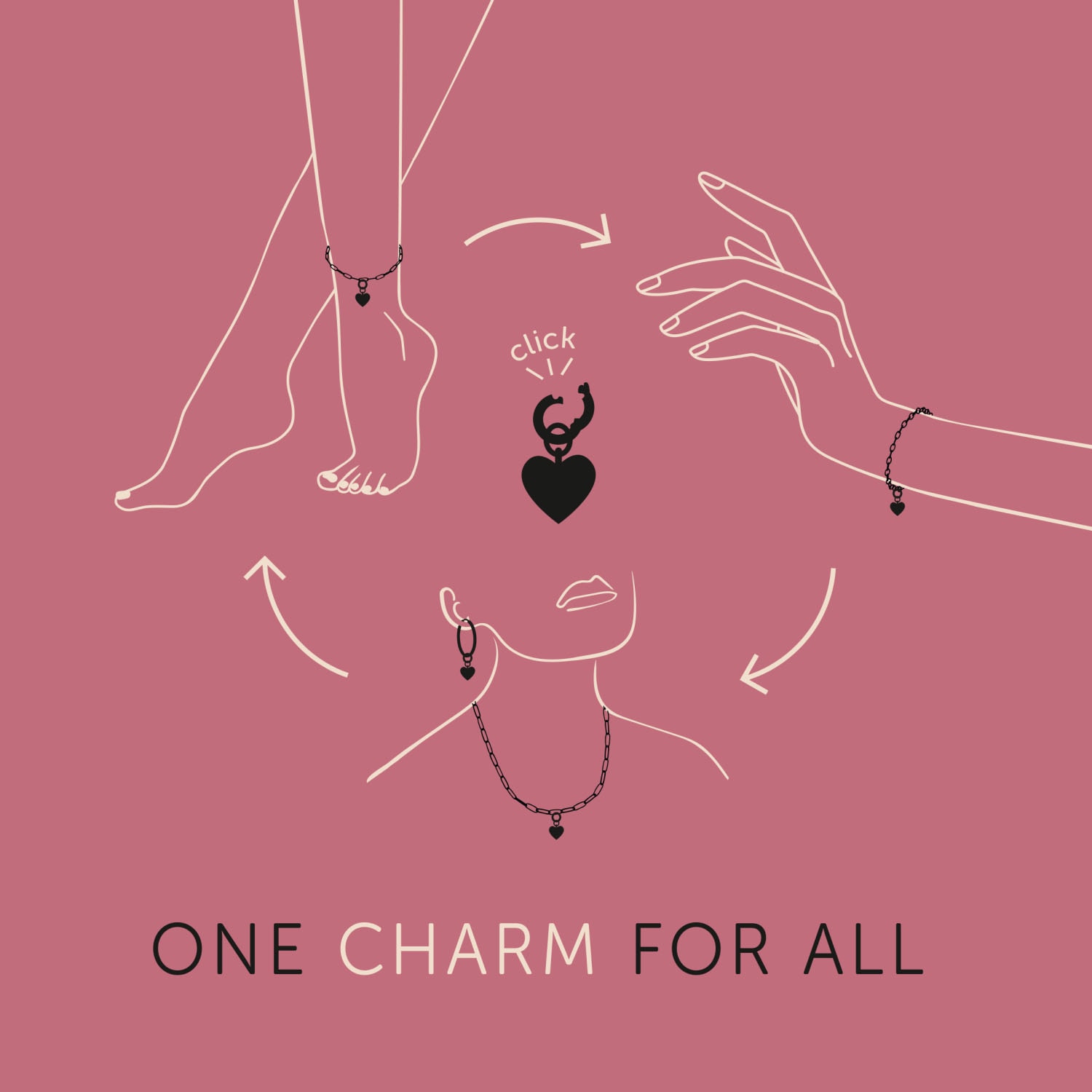 Amor Charm-Einhänger »Kleeblatt« mit Zirkonia (synth.)