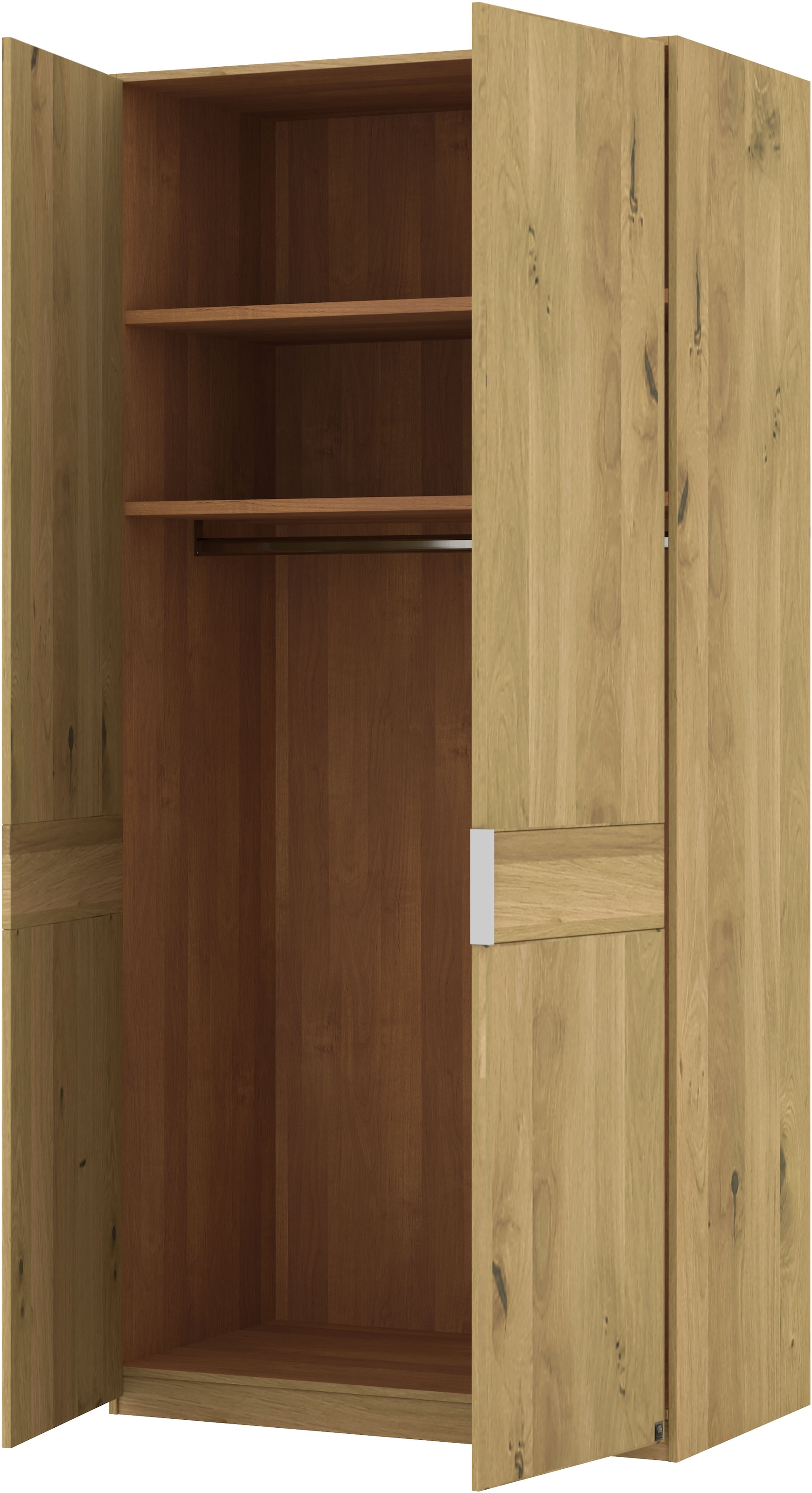 Musterring Kleiderschrank »Savona, Kleiderschrank, Schrank, Garderobe, teilmassiv Eiche« mit Türdämpfern, in 5 Breiten & 2 Höhen, extra Böden, MADE IN GERMANY,  Türen in Bianco-Eiche massiv, mit Querriegel, verschiedene Größen