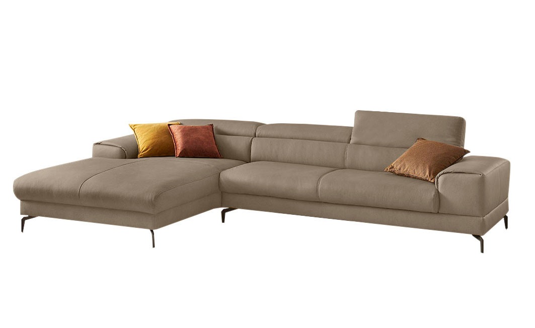 W.SCHILLIG Ecksofa »piedroo, Designsofa mit tollem Sitzkomfort, bequem und elegant, L-Form«, Kopfteilverstellung, wahlweise mit Sitztiefenverstellung, Breite 343cm