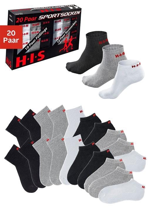 H.I.S Kurzsocken, (Set, 20 Paar), und Sneakersocken mit Frottee