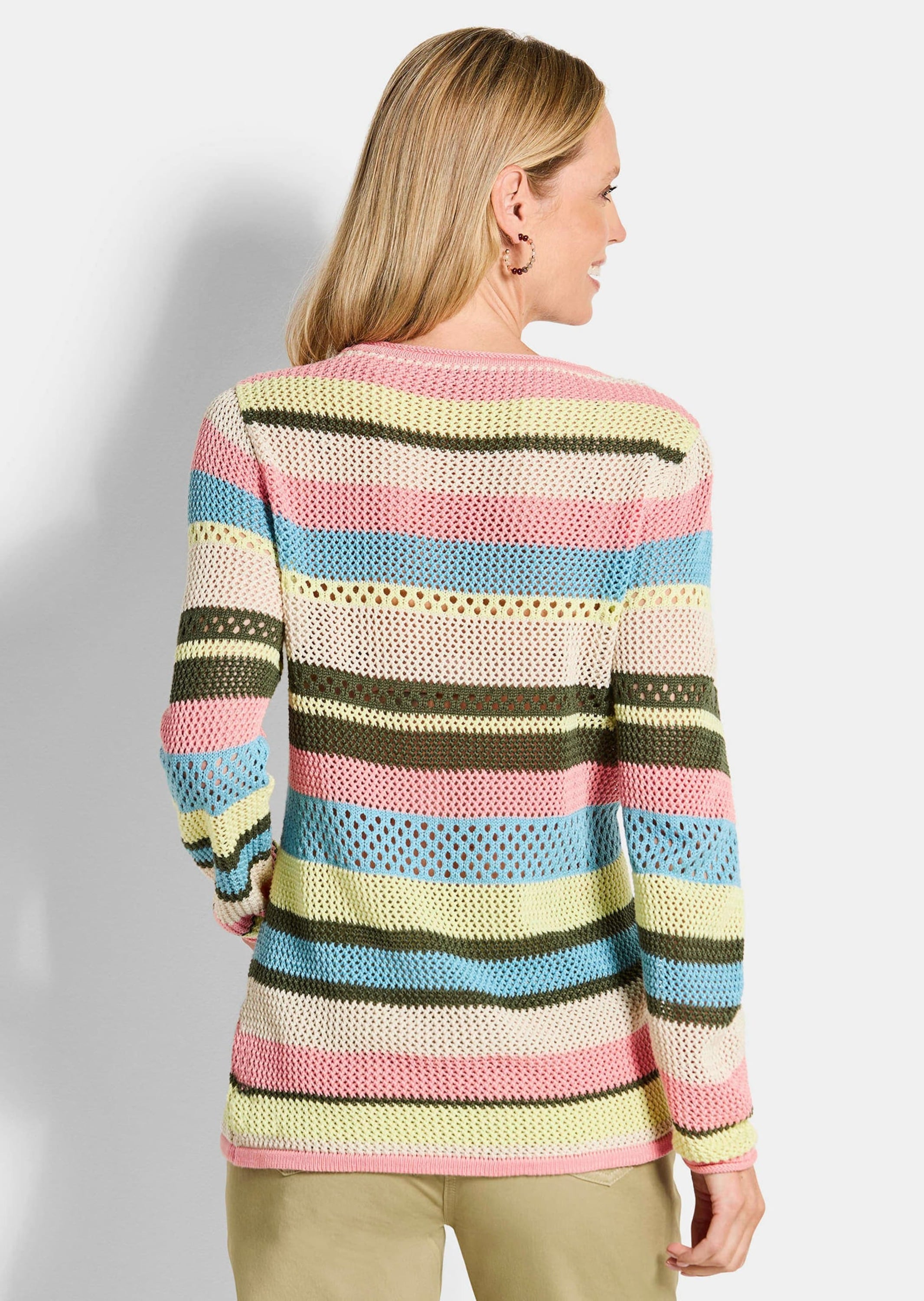 GOLDNER Strickpullover »Ringelpullover mit Lochmuster« modisches Lochmuster mit Ringel