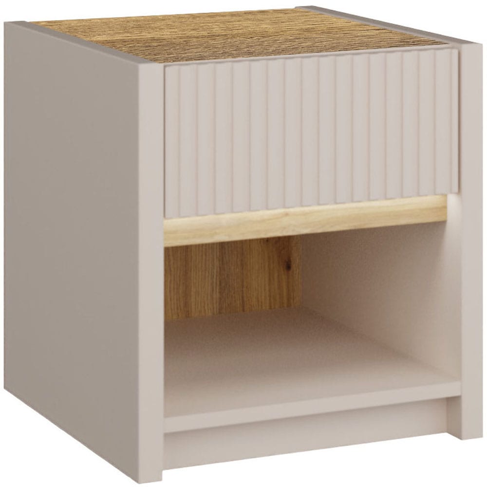 FORTE Nachtkommode »Oak Squere« B/H/T 40,6/43/41,7 cm inklusive Beleuchtung, Vollauszug