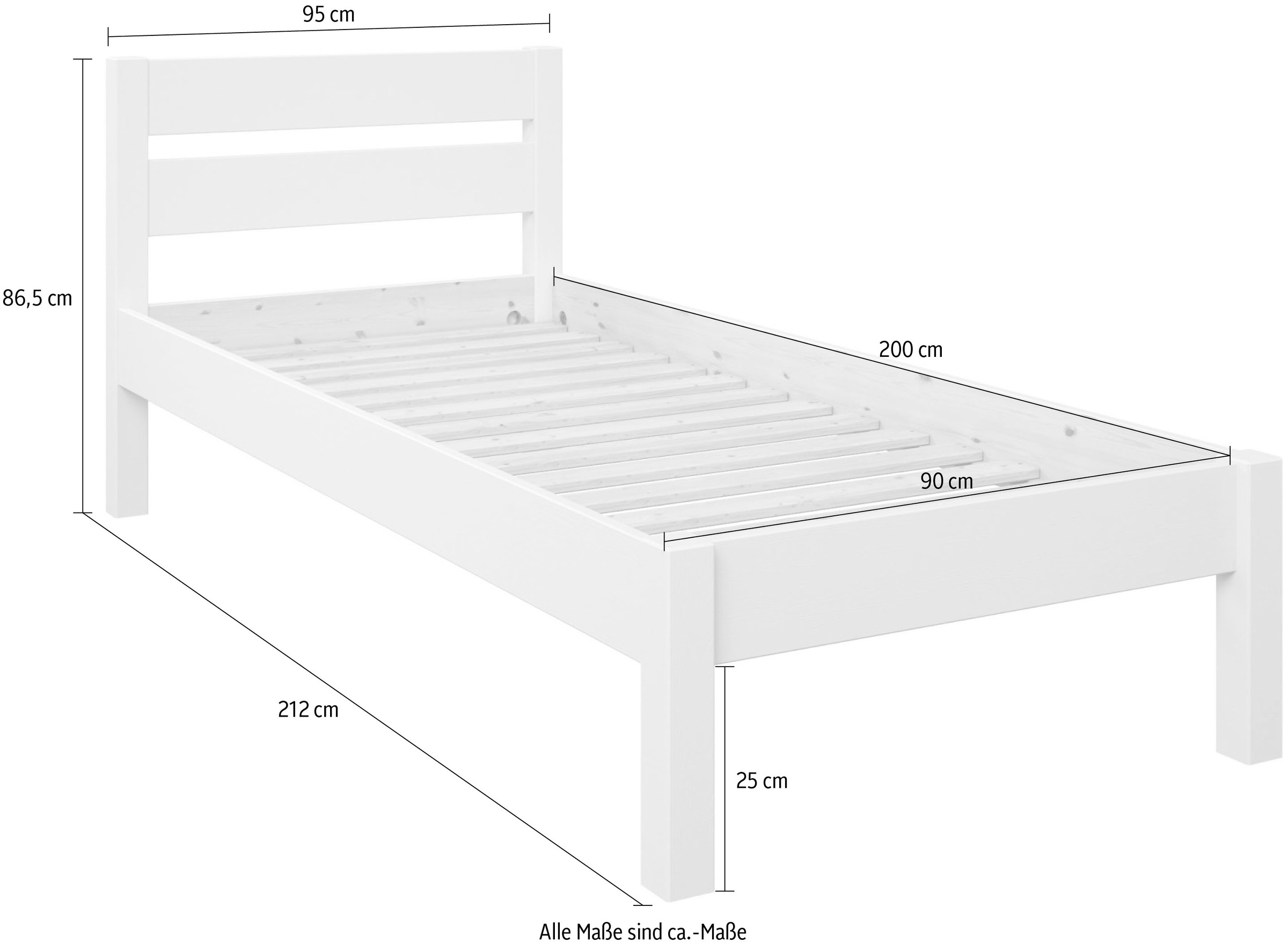 Home affaire Bett »"NOA " ideal für das Jugendzimmer«, zertifiziertes Massivholz, skandinavisches Design