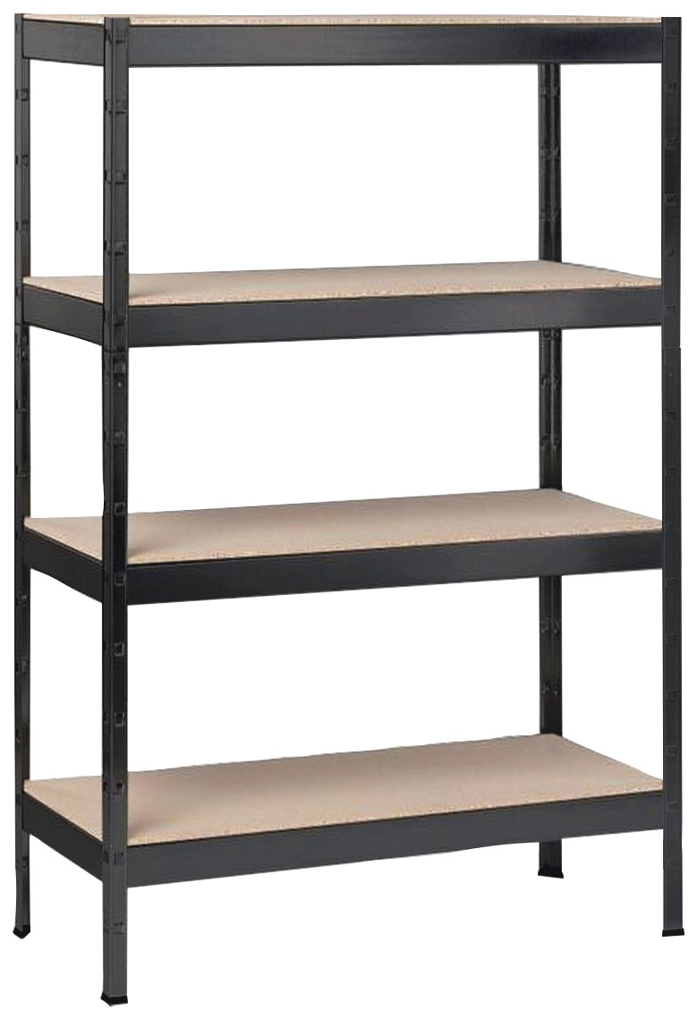 SCHULTE Regalwelt Schwerlastregal »Stecksystem-Grundregal XXL«, Metall schwarz, 1800x1600x600 mm, 4 Holzböden