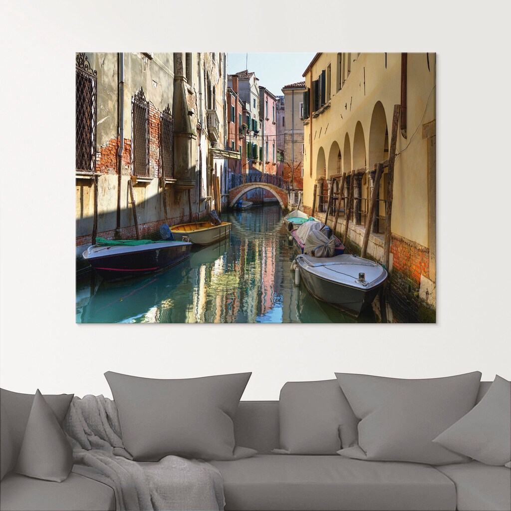 Artland Glasbild »Boote auf Kanal in Venedig«, Italien, (1 St.)