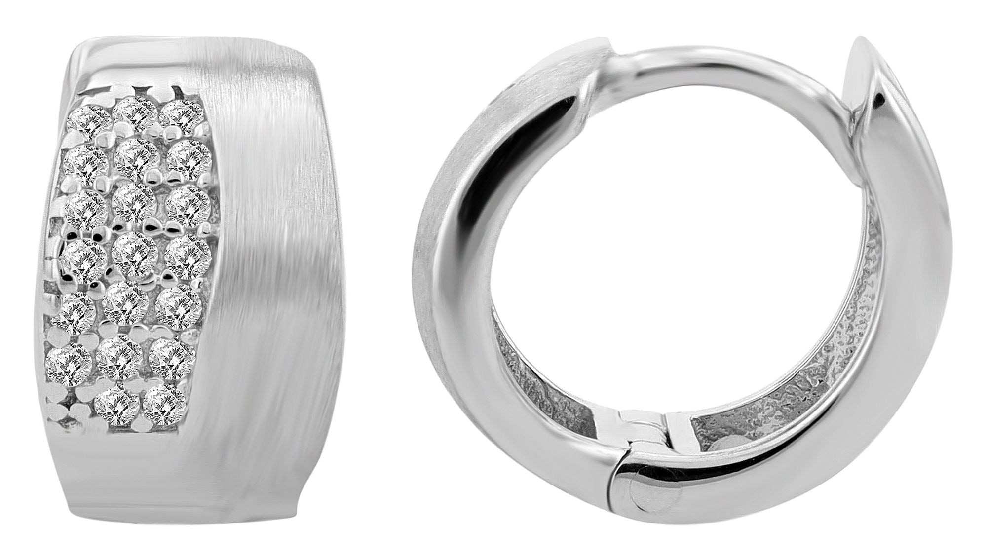 Adelia´s Paar Creolen »Damen Ohrringe ¿ Klappcreole aus 925 Silber mit Zirkonia«