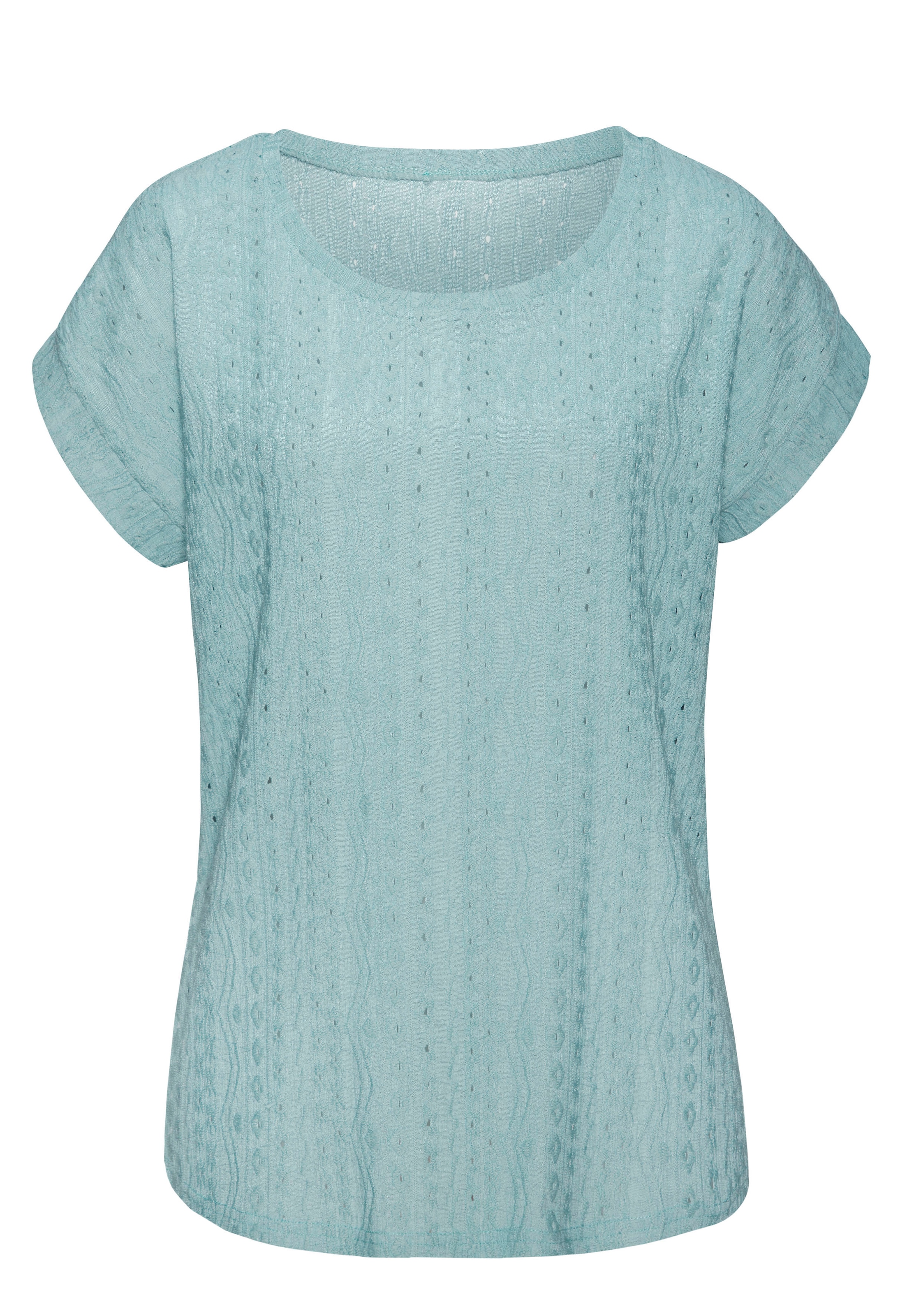 Vivance Kurzarmshirt »mit modischem Jacquard-Muster«, (2er-Pack), aus pflegeleichter Qualität