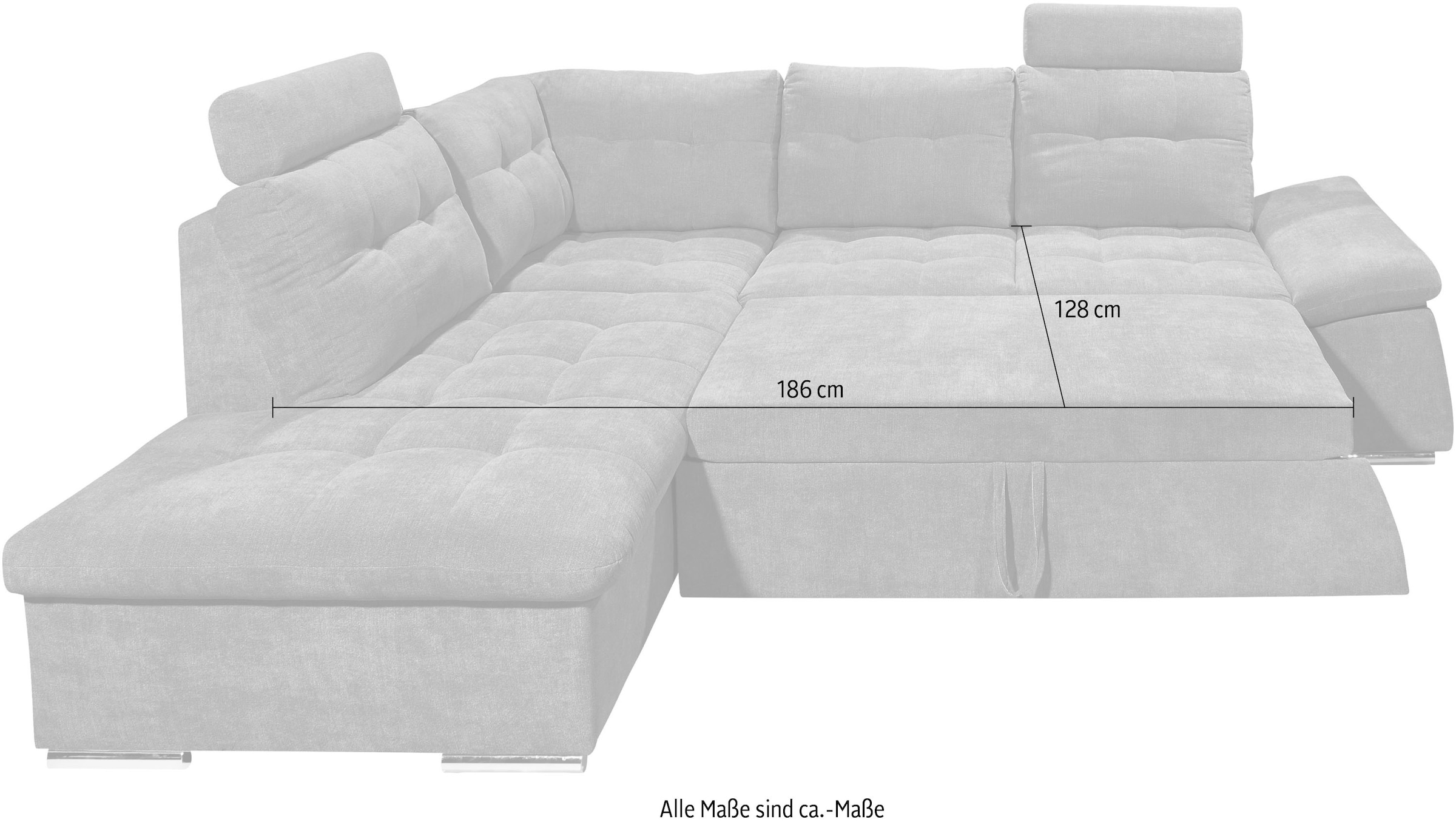 ED EXCITING DESIGN Ecksofa »Nalo L-Form«, mit Bettfunktion, Armteilverstellung, Kopfstützen & 2 Nierenkissen