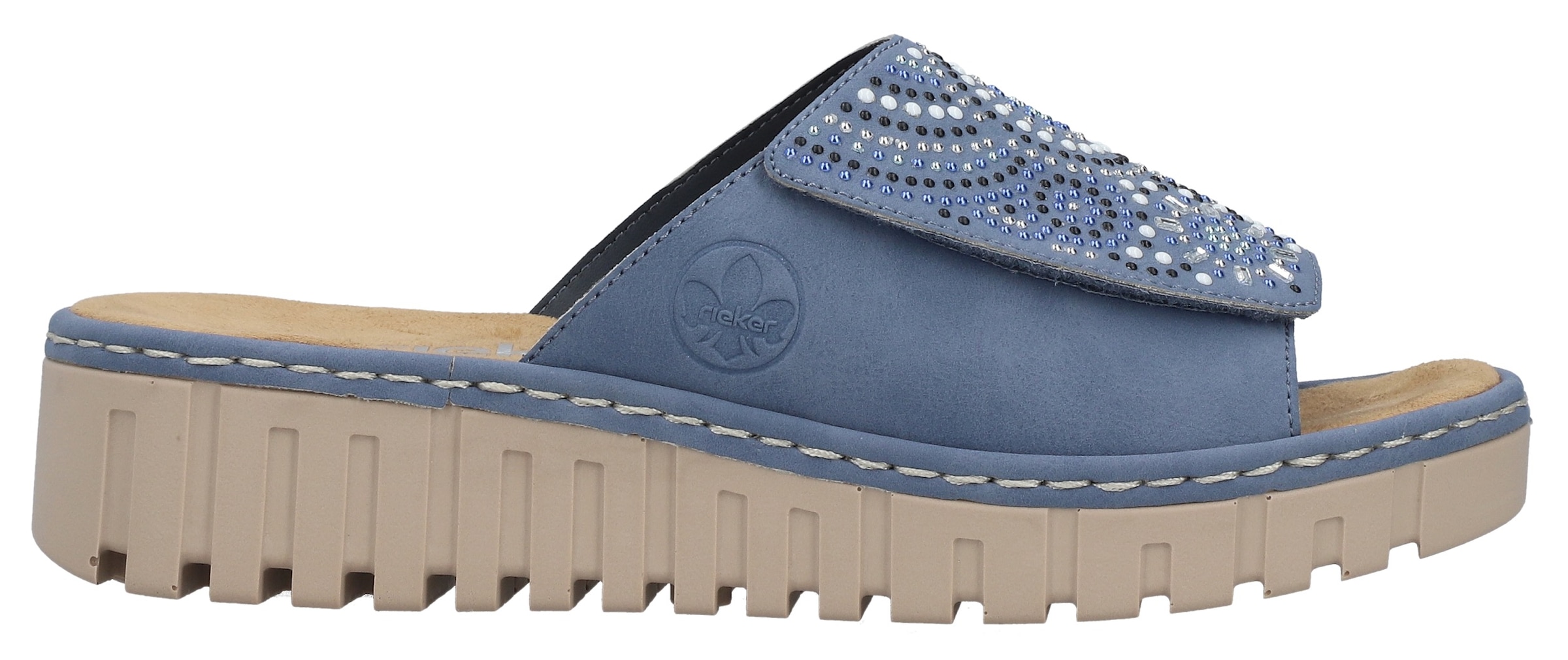 Rieker Pantolette  Sommerschuh, Strandschuh, Hausschuh mit regulierbarem Klettverschluss