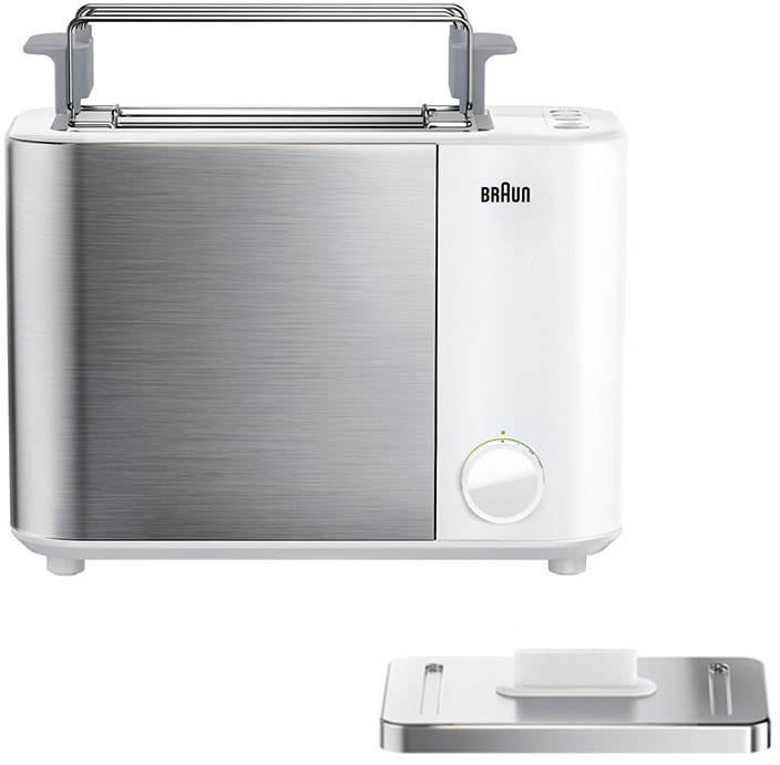 Braun Toaster »HT 5010.WH weiß silber ID Collection«, 2 kurze Schlitze, 1000 W