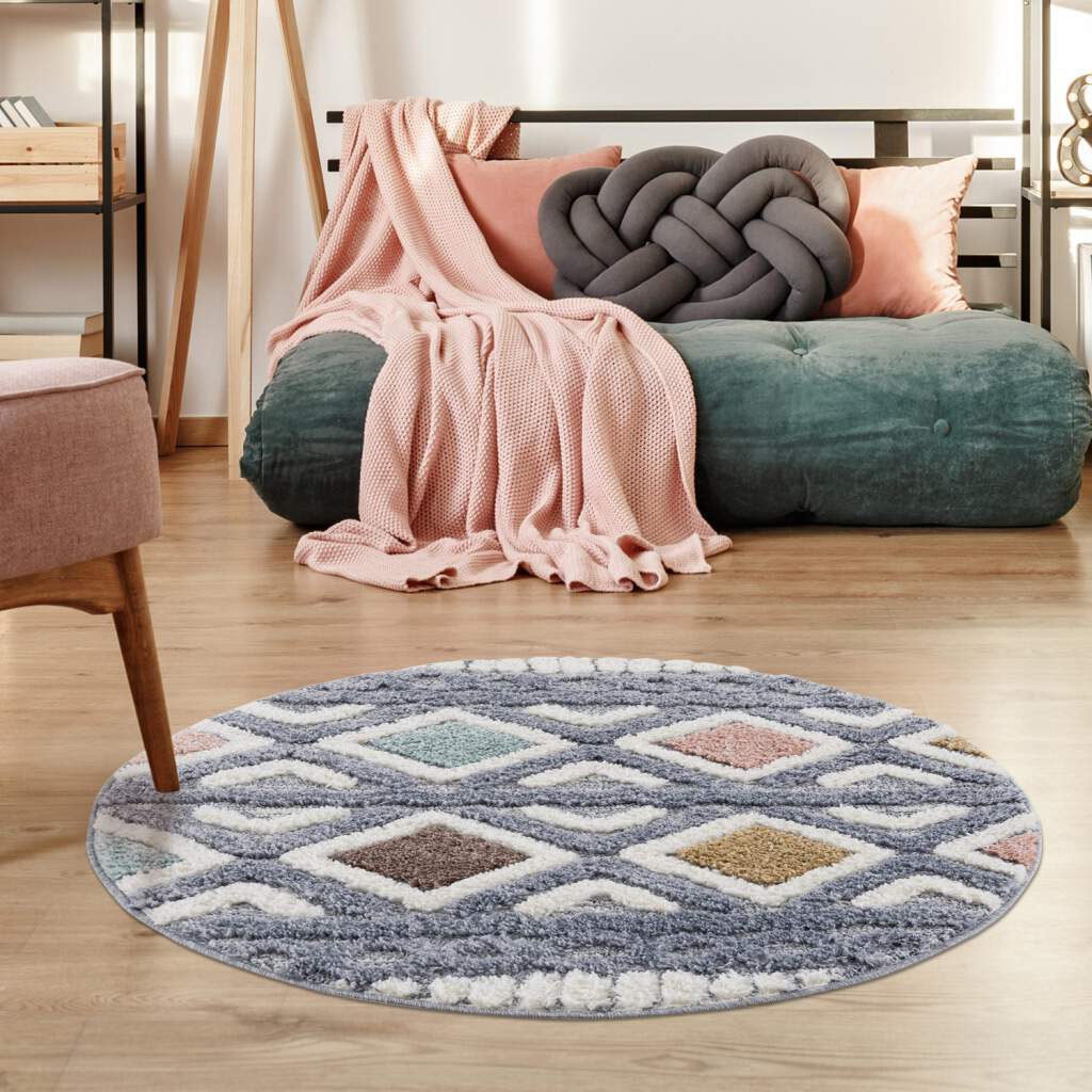 Carpet City Teppich »Focus 3382«, rund, Boho-Teppich, besonders weich, Hoch  Tief Struktur, Wohnzimmer im OTTO Online-Shop