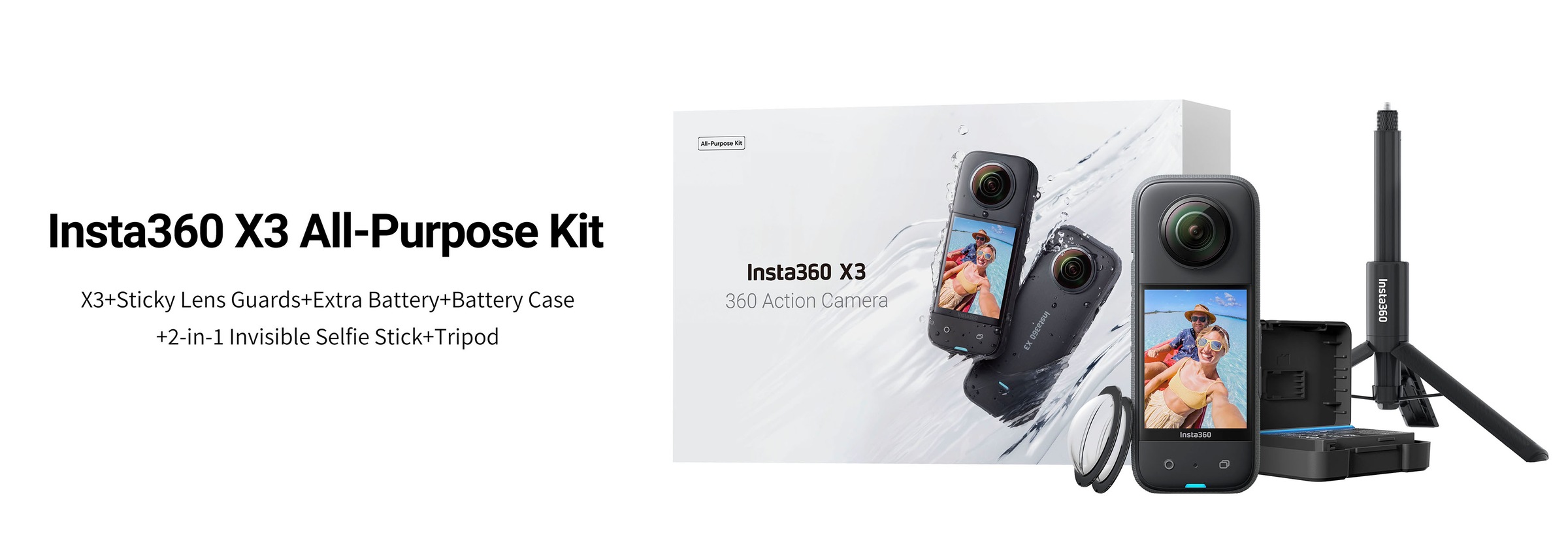 Insta360 Camcorder »X3 All-Purpose Kit«, 5,7K, Bluetooth-WLAN (Wi-Fi)
